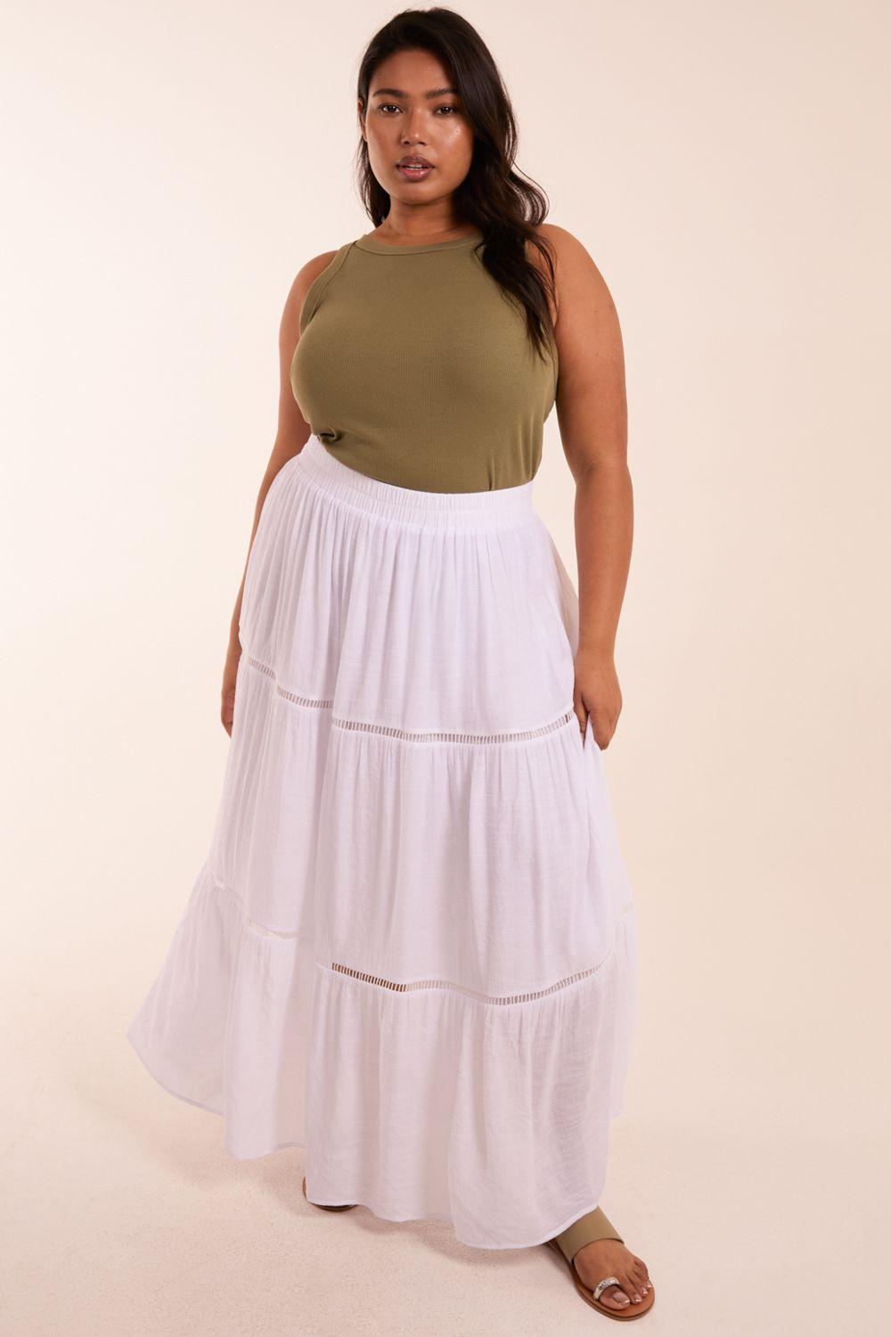 Curve Ladder Trim Midi Skirt by BLUE VANILLA