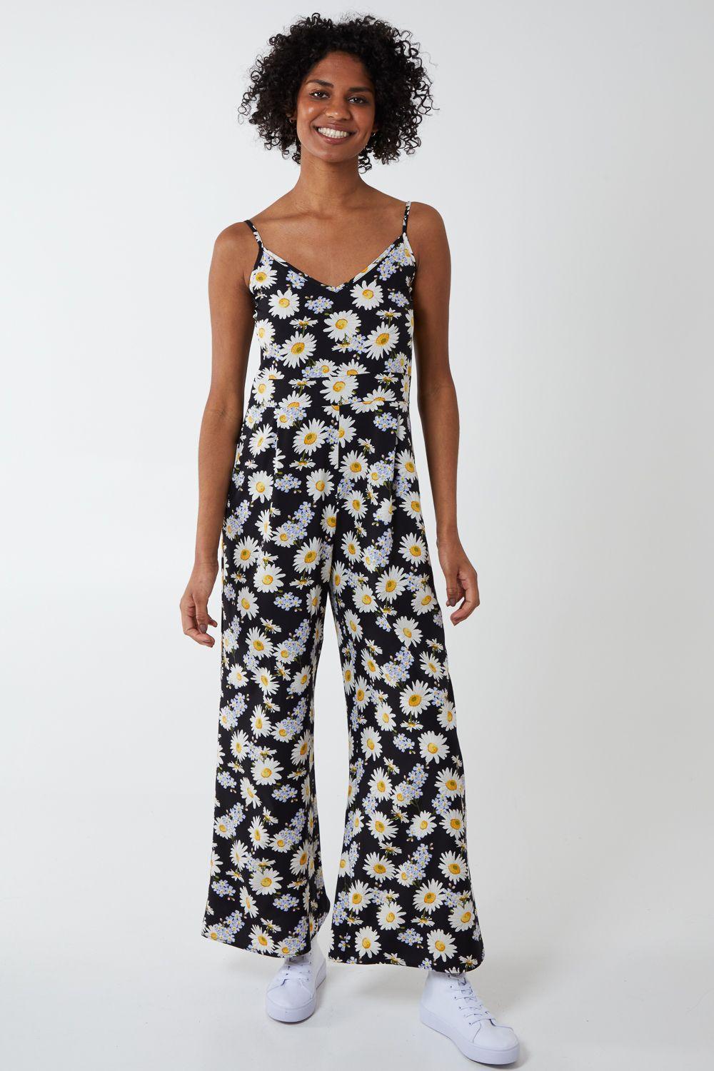 Daisy Print Cami Fitted Jumpsuit by BLUE VANILLA