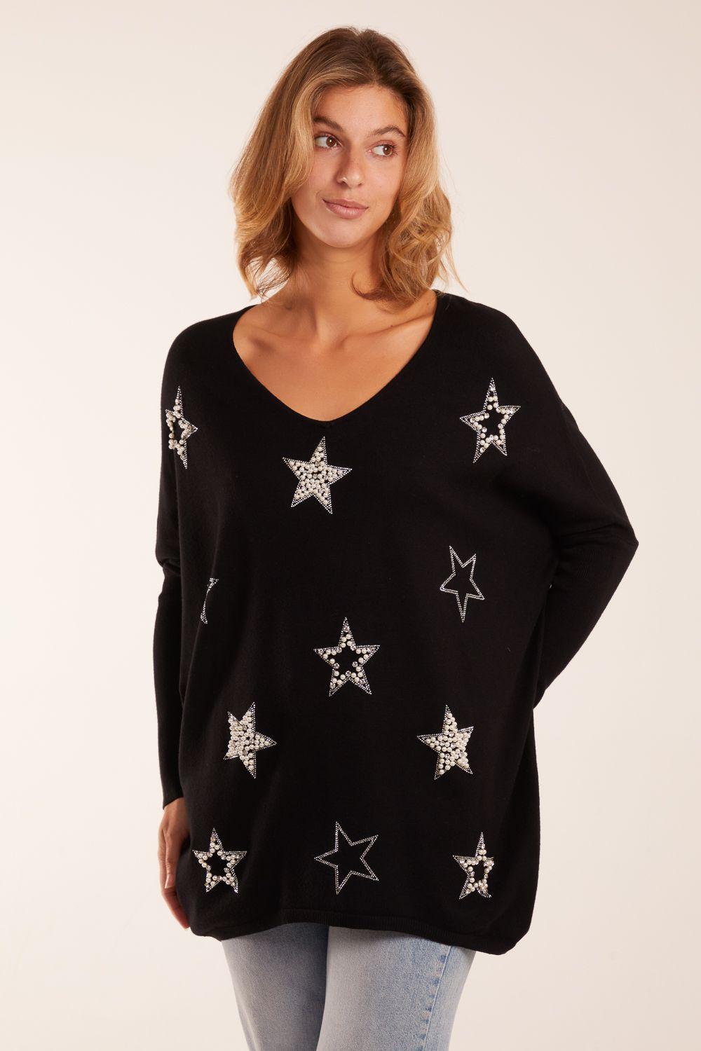 Diamante Pearl Star Jumper by BLUE VANILLA