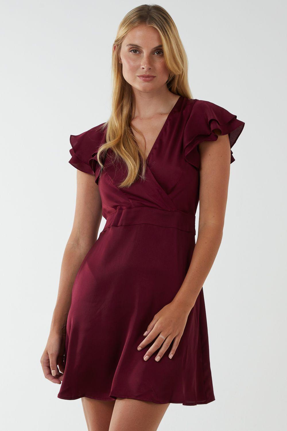 Double Angel Sleeve Wrap Dress by BLUE VANILLA