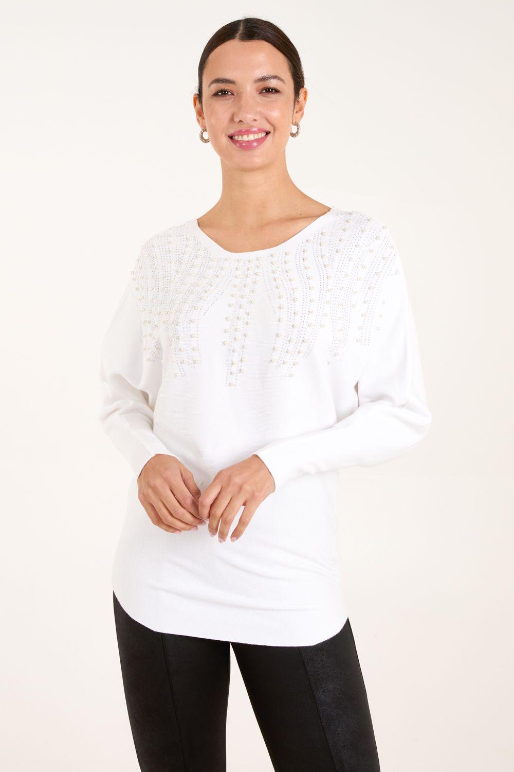 Embellished Pearl Knitted Jumper by BLUE VANILLA