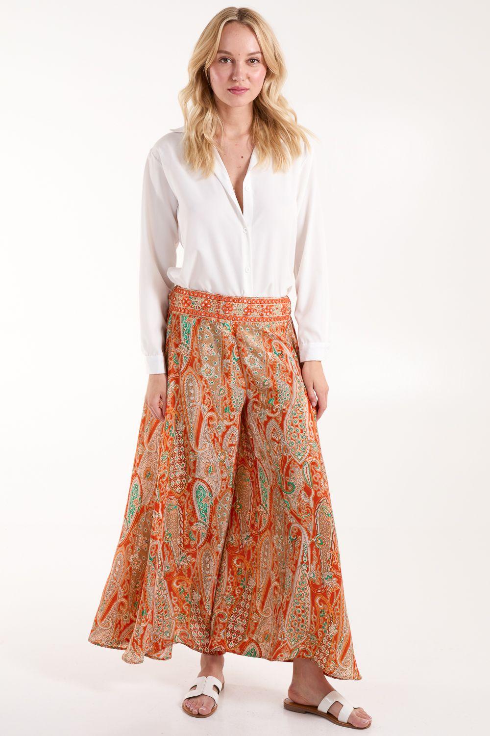 Embellished Waist Wide Leg Trousers by BLUE VANILLA