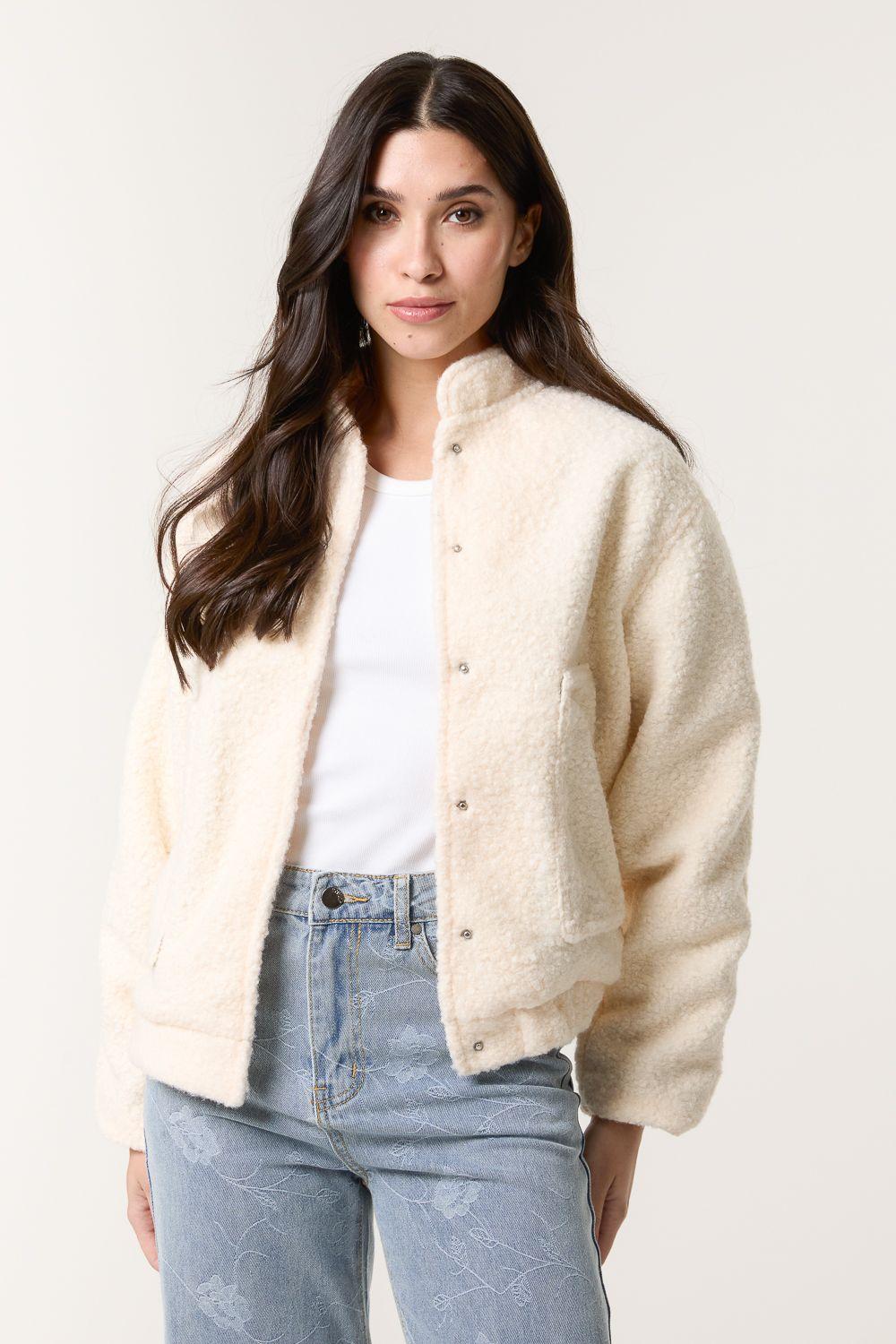 Faux Shearling Fleece Jacket by BLUE VANILLA