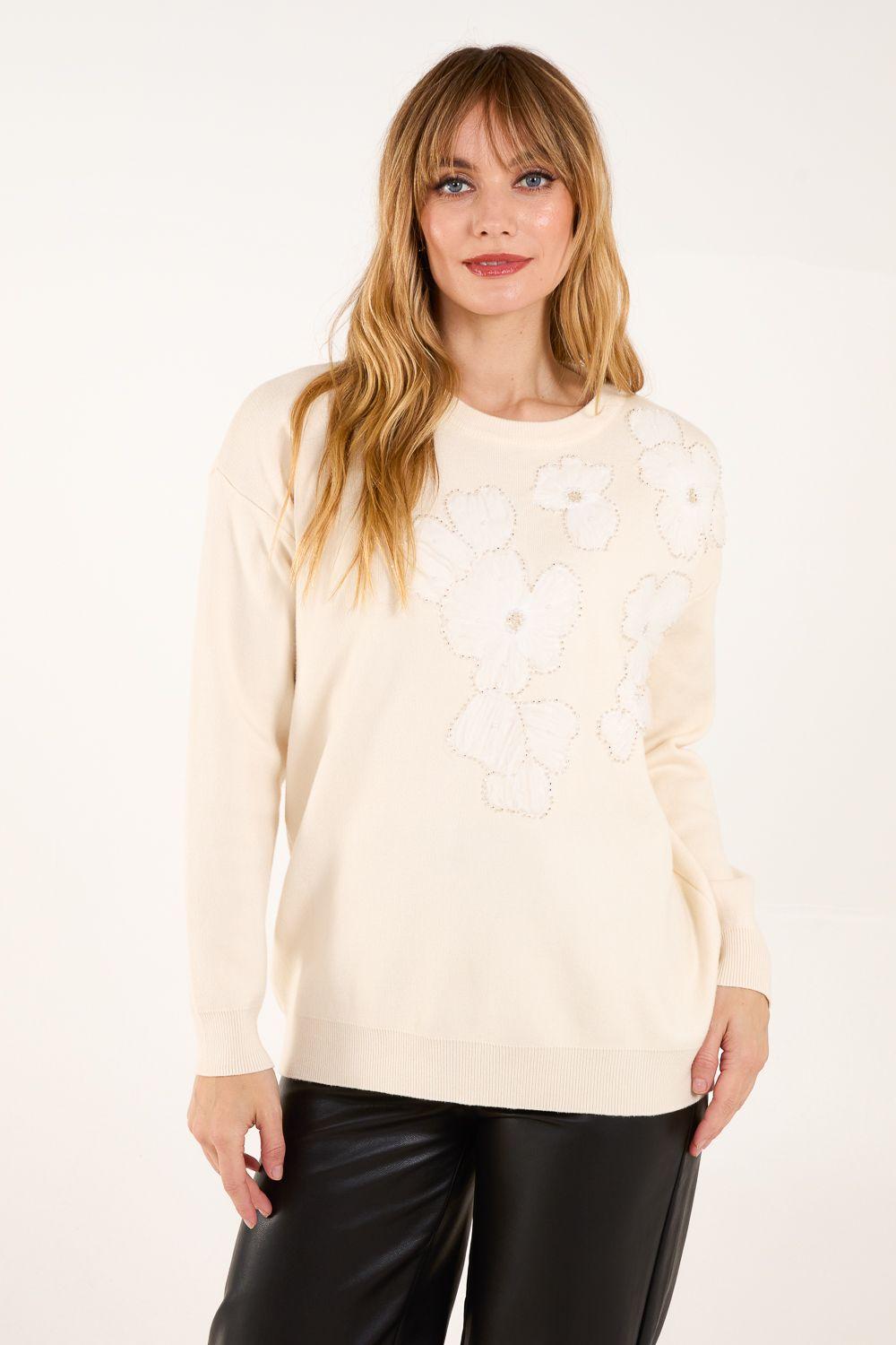 Flower Diamante Jumper by BLUE VANILLA