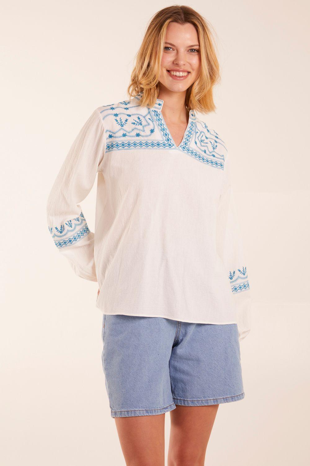 Full Sleeve Embroidered Blouse by BLUE VANILLA