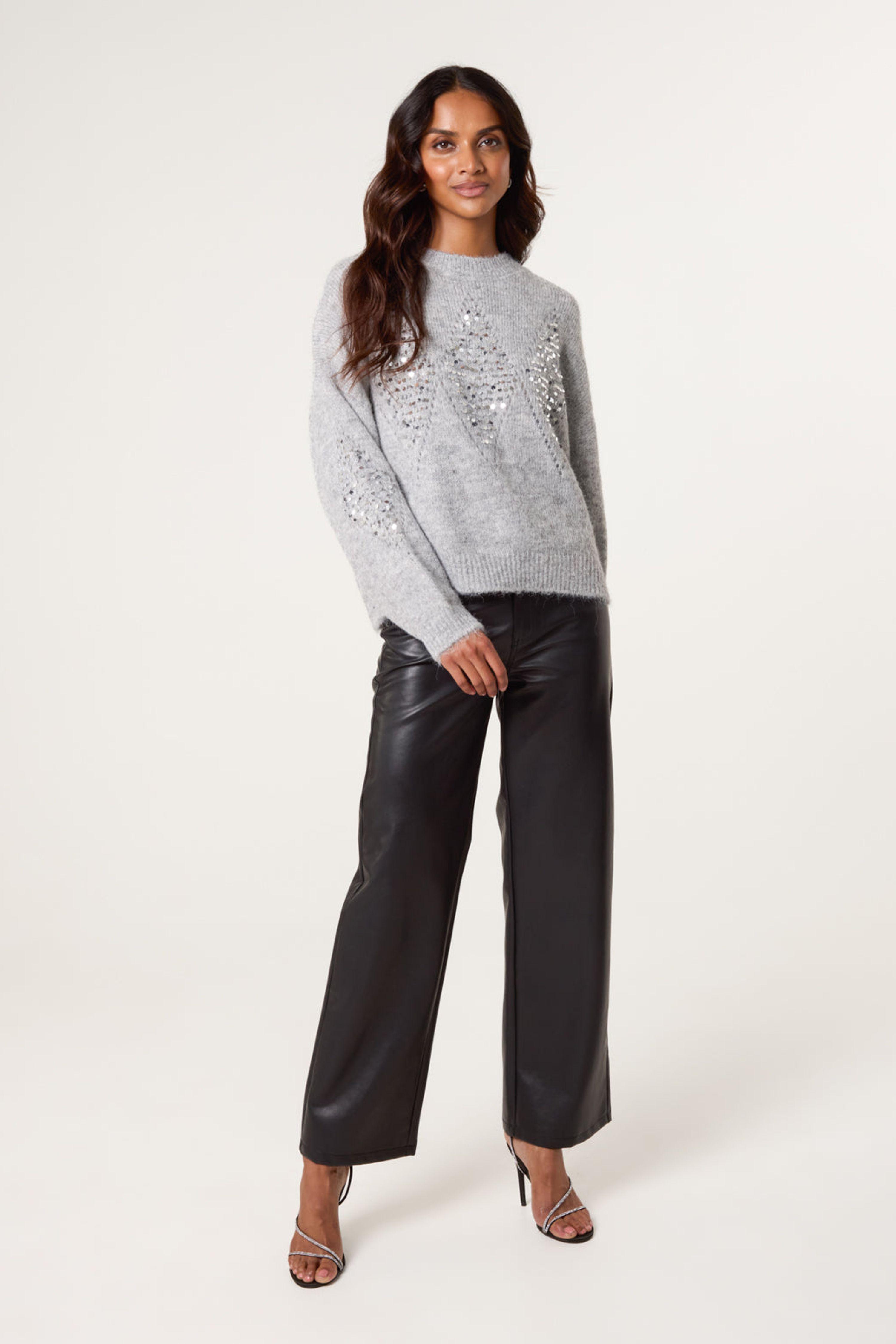 Grey Diamond Sequin Jumper by BLUE VANILLA