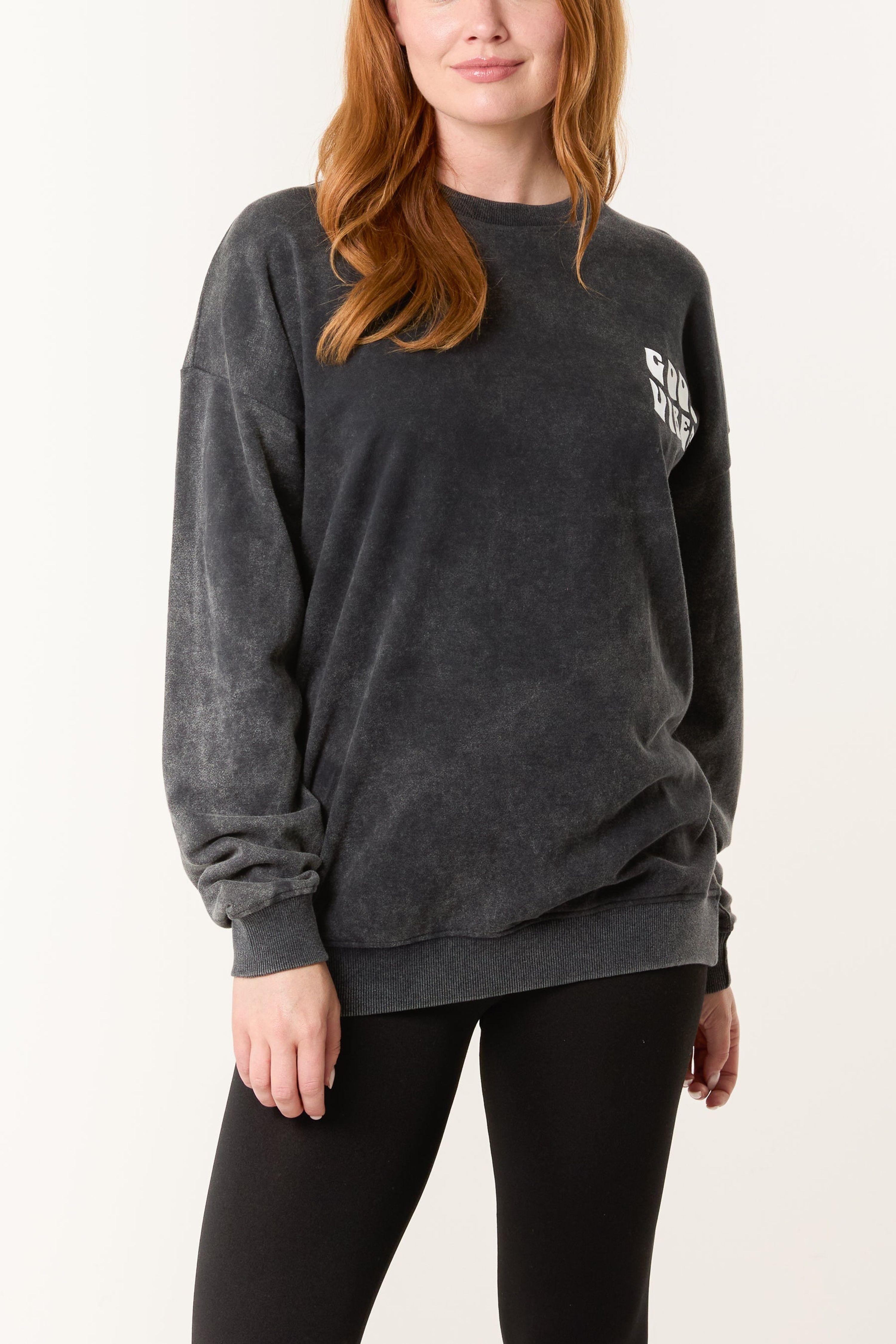 Grey Good Vibes Sweatshirt by BLUE VANILLA