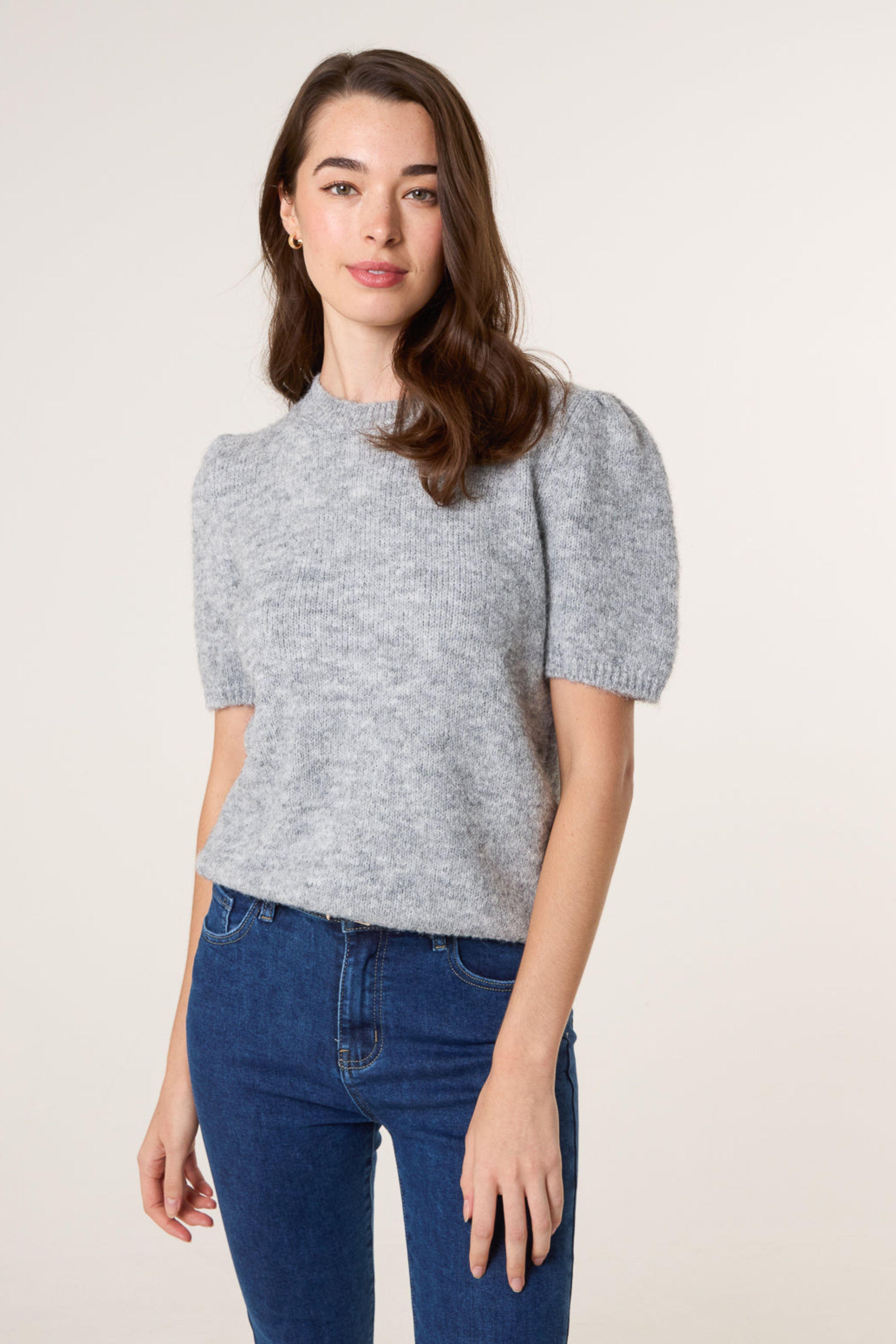 Grey Round Neck Knit Jumper by BLUE VANILLA
