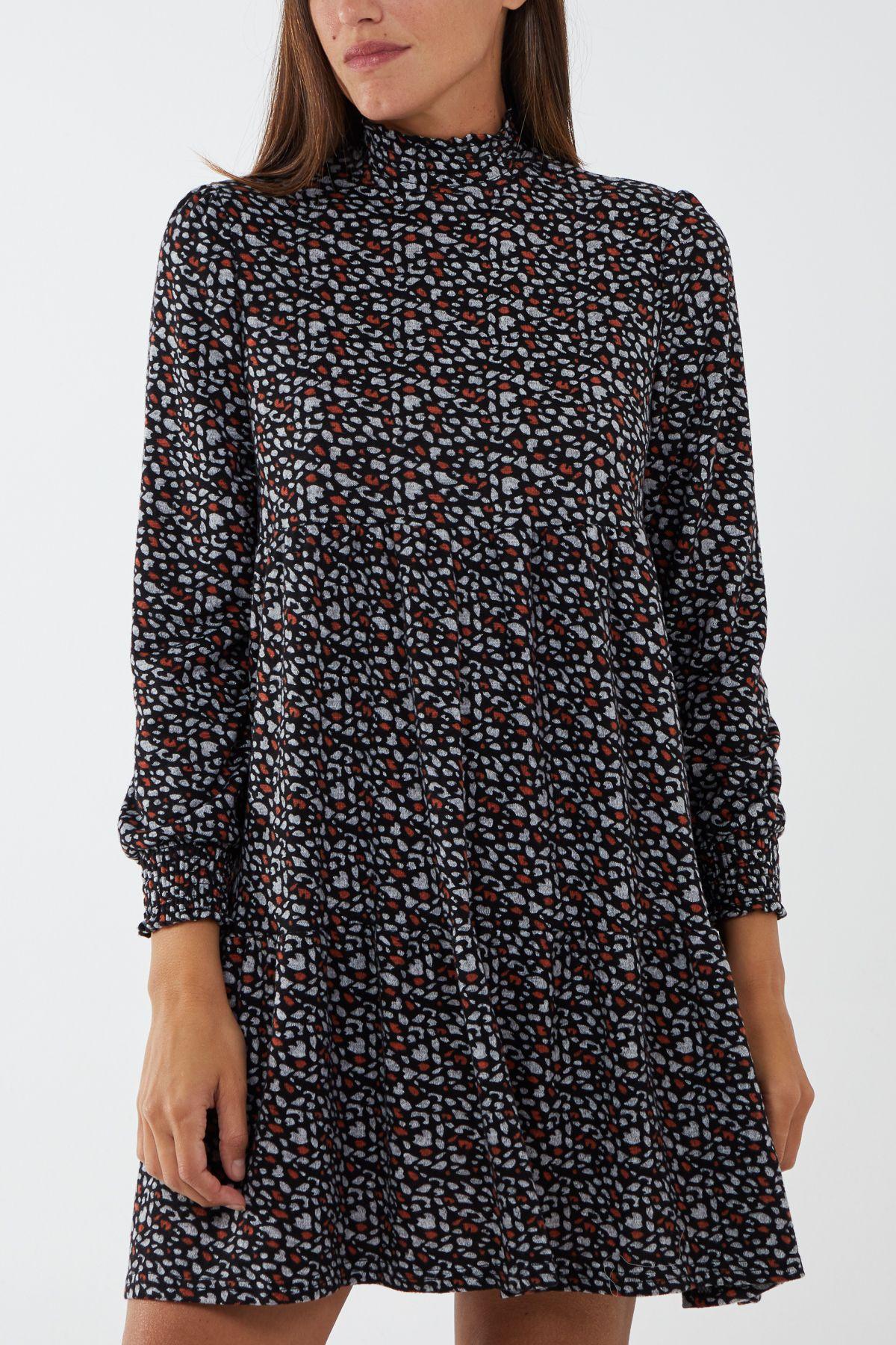 High Neck Abstract Print Smock Dress by BLUE VANILLA