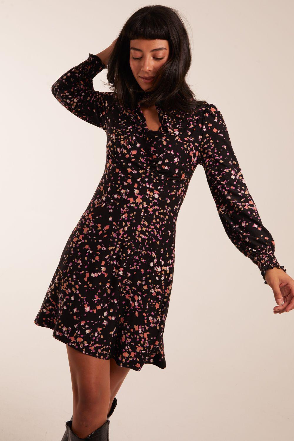 High Neck Keyhole Mini Dress by BLUE VANILLA