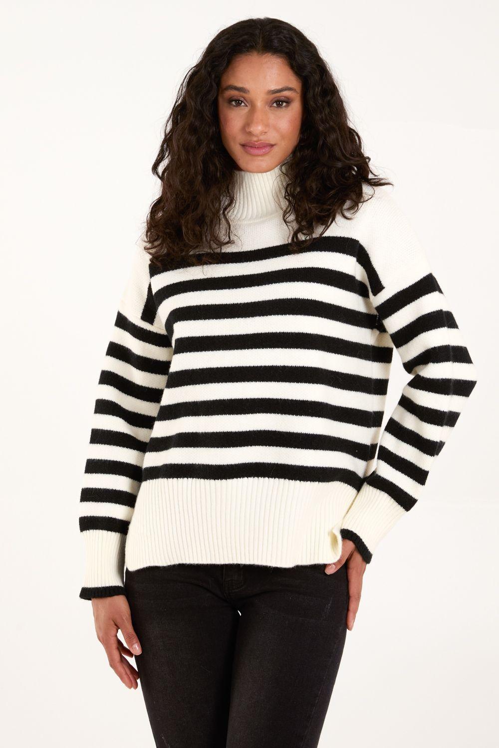 High Neck Striped Jumper by BLUE VANILLA