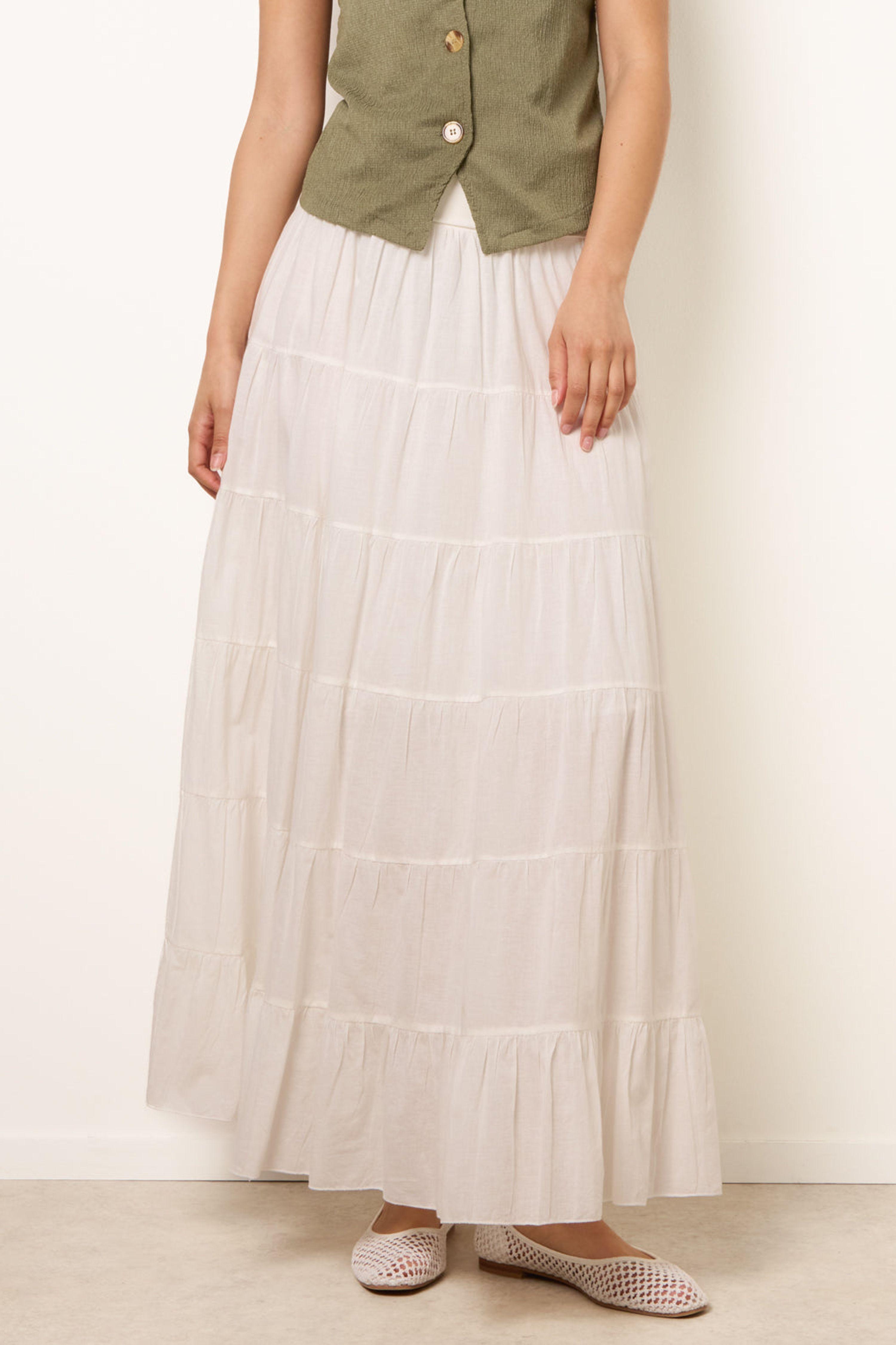 Ivory Jersey Band Tiered Skirt by BLUE VANILLA