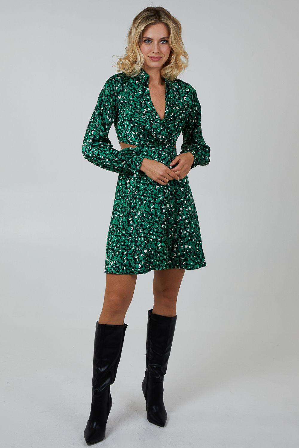 Keyhole Wrap Bust Shirt Dress by BLUE VANILLA