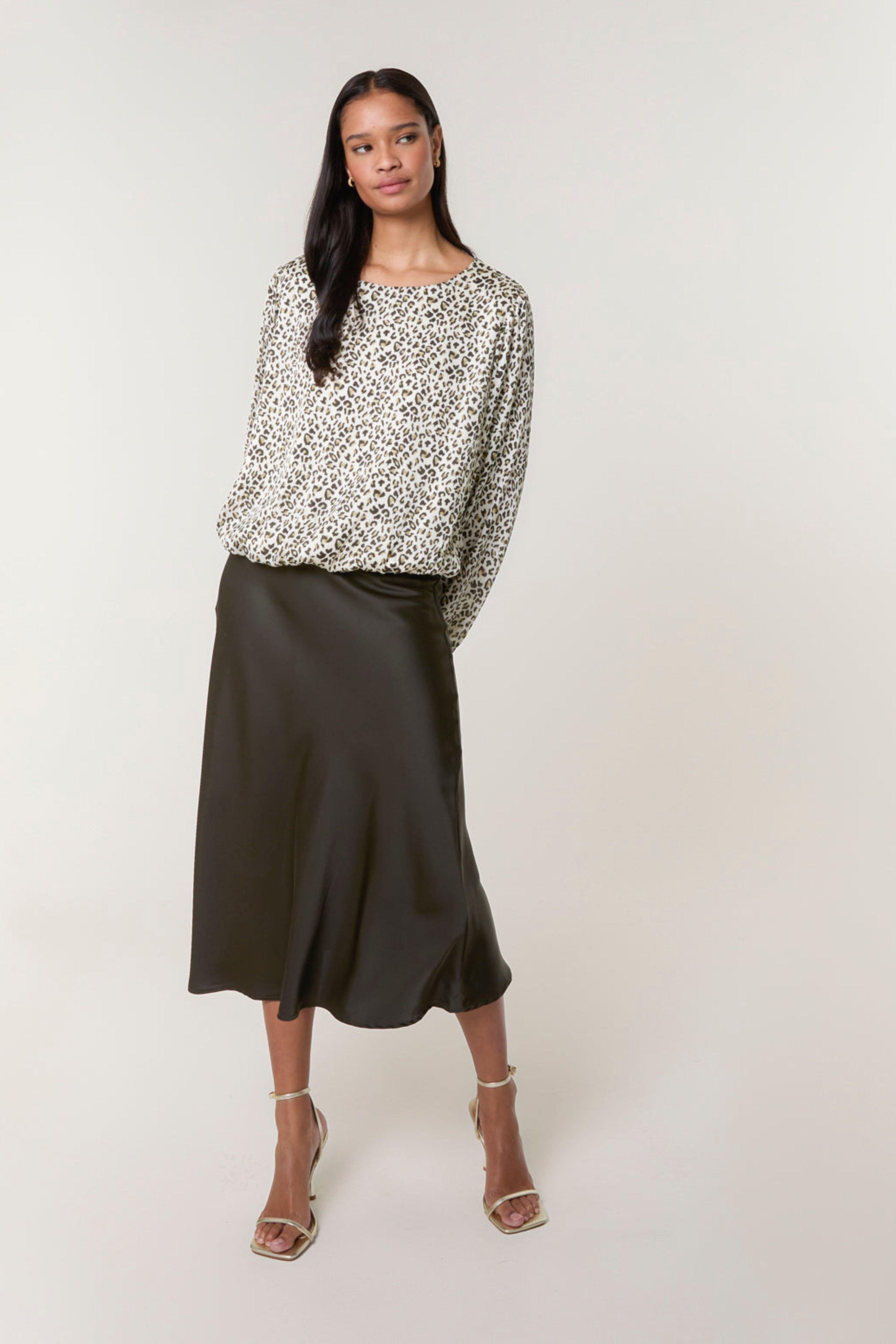 Khaki Leopard Print Elasticated Hem Blouse by BLUE VANILLA