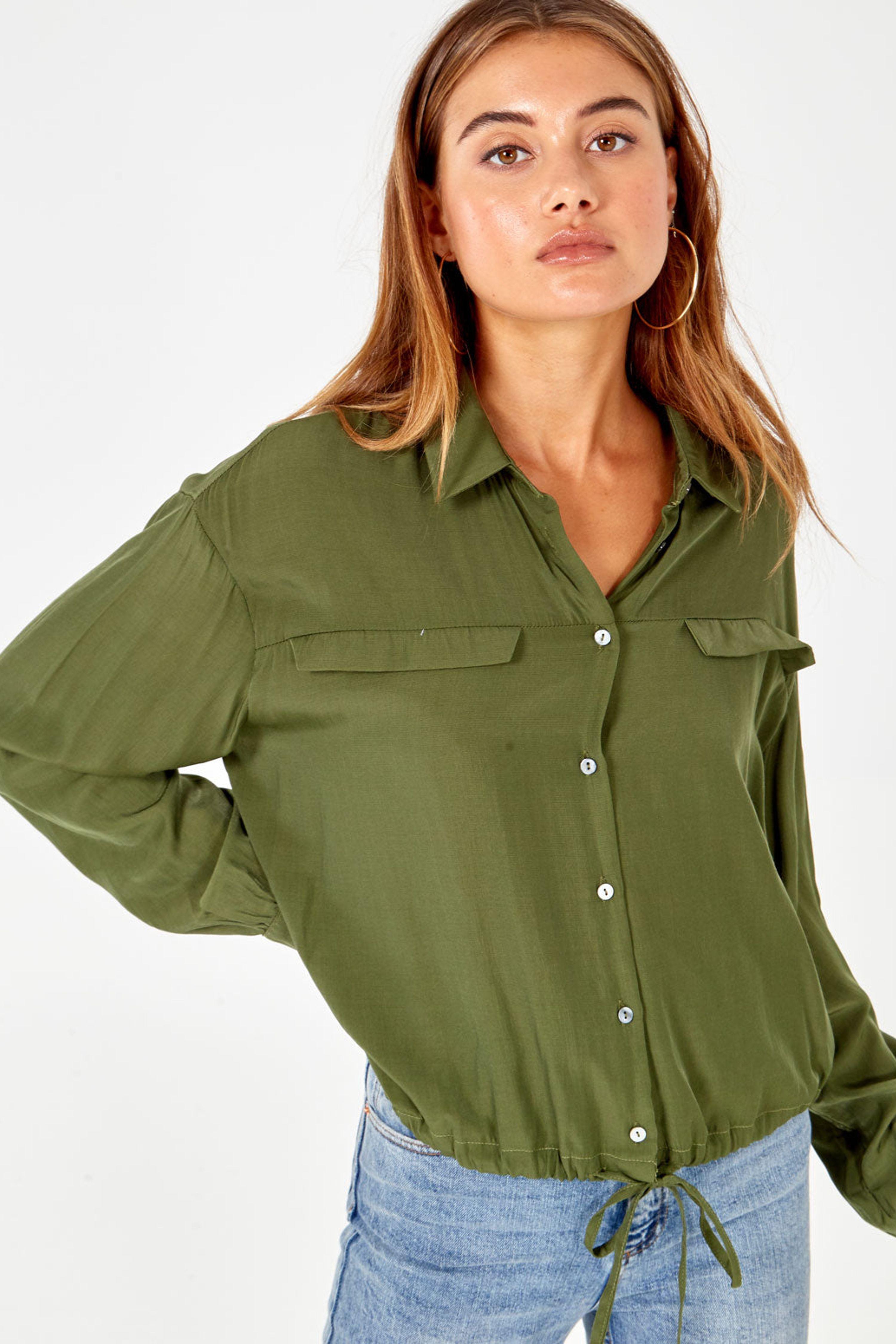 Khaki Long Sleeve Button Through Collar Shirt by BLUE VANILLA