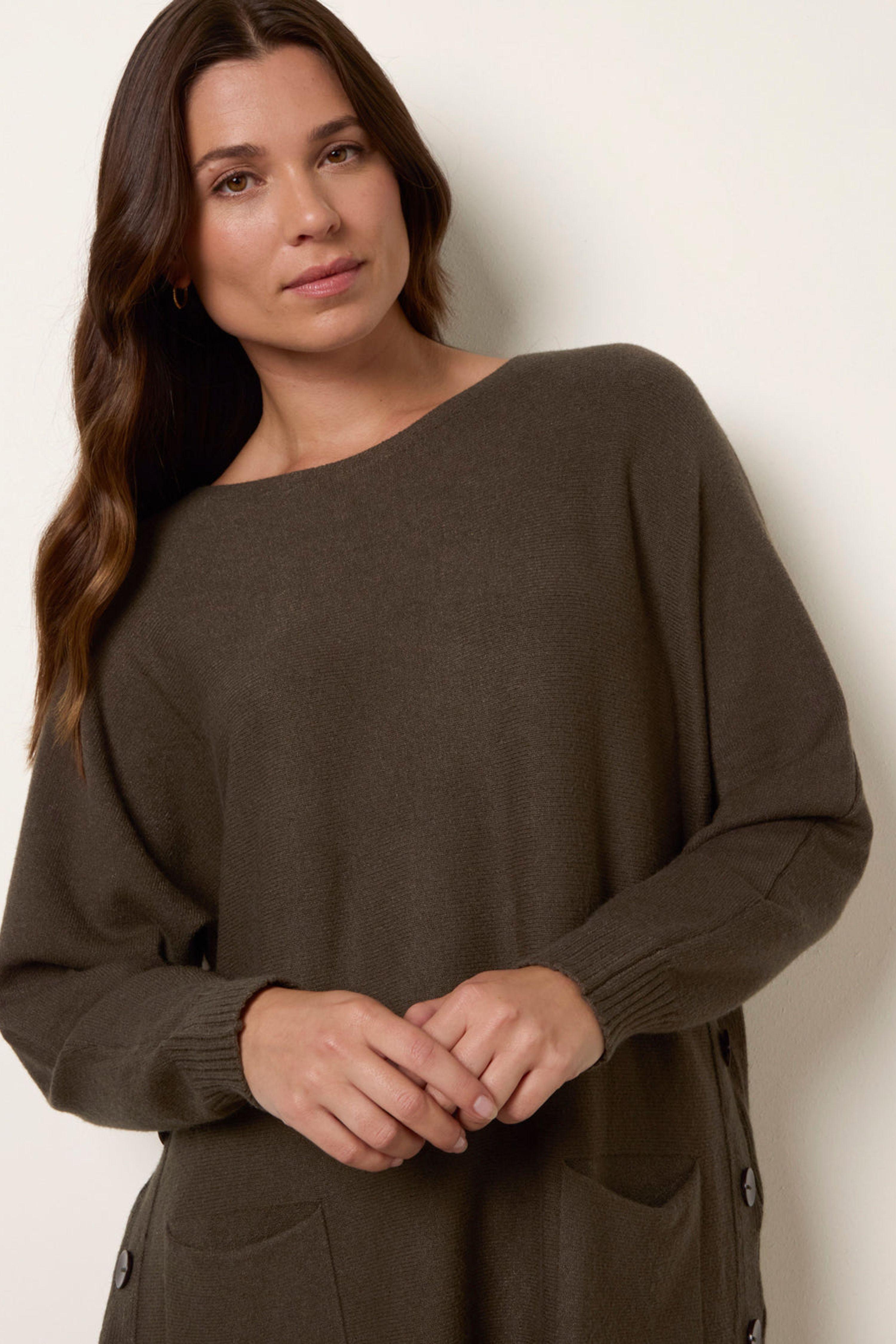 Khaki Pocket Slash Neck Jumper by BLUE VANILLA