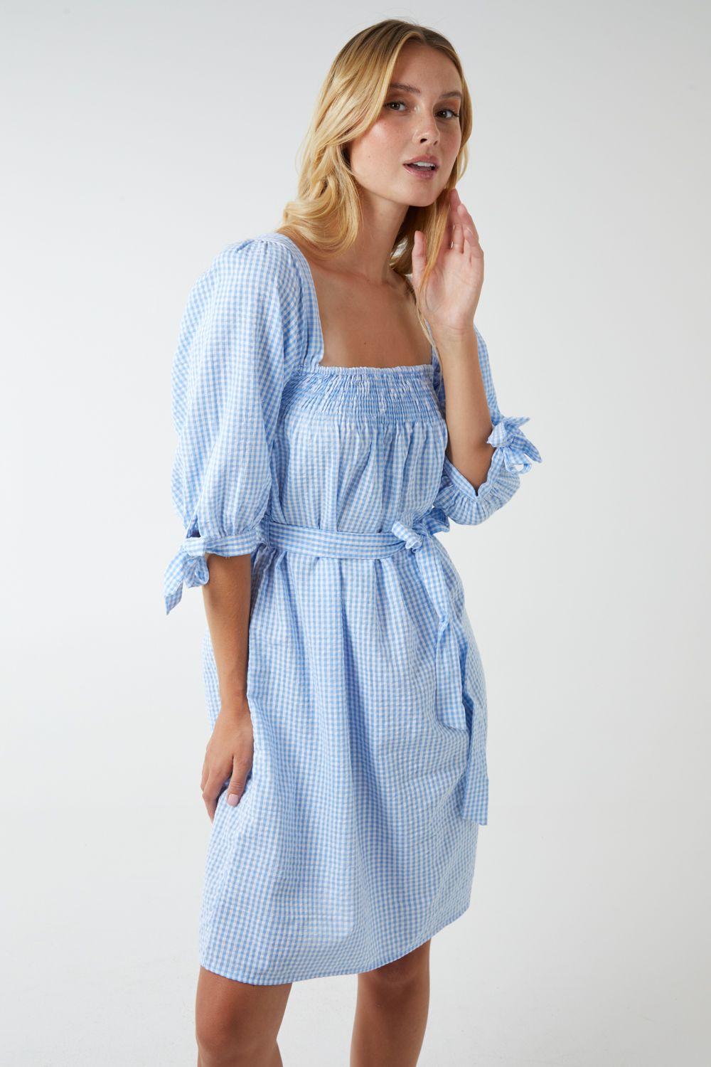 Milkmaid Square Neck Shirred Swing Dress by BLUE VANILLA