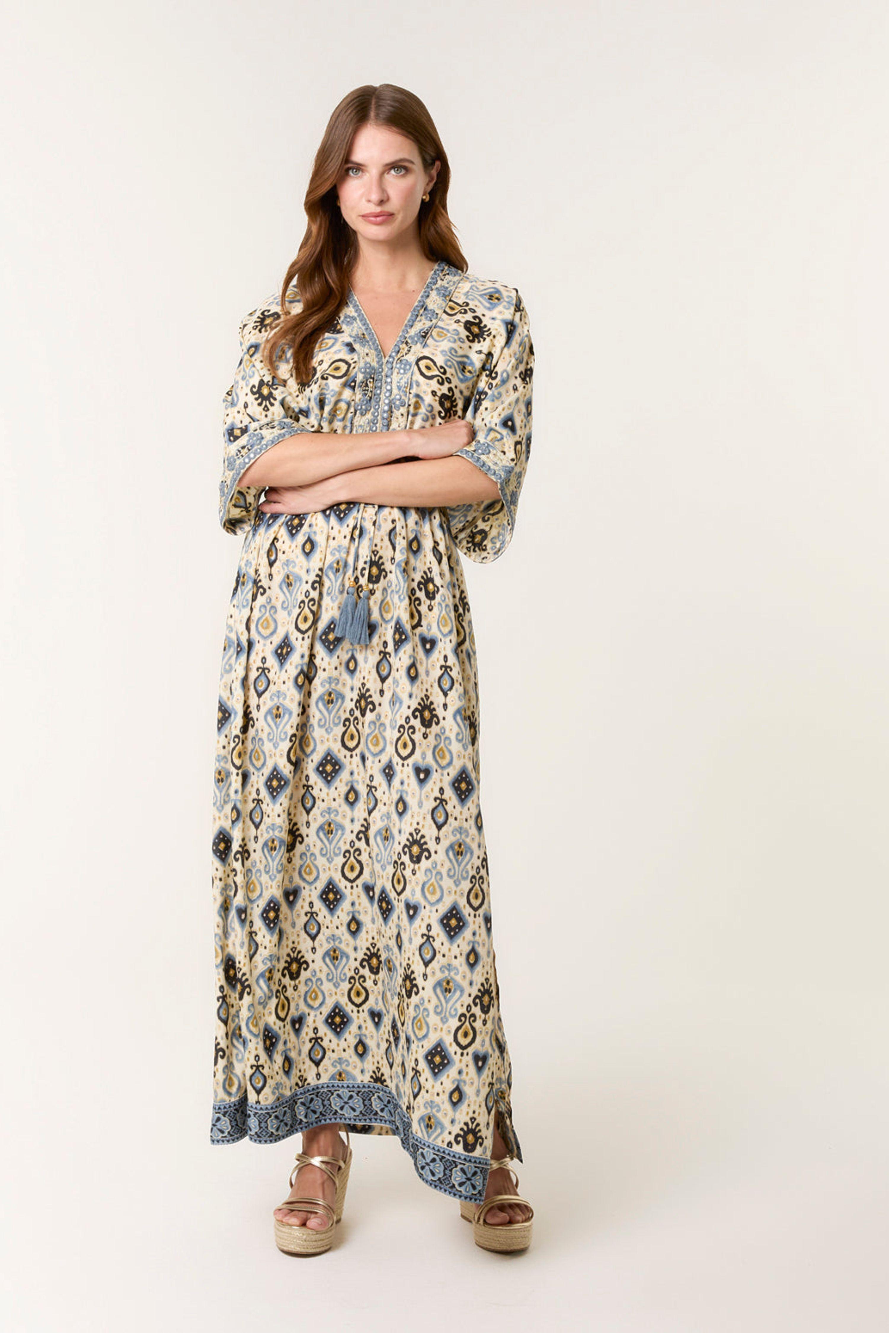 Multi Embellished Kimono Dress by BLUE VANILLA