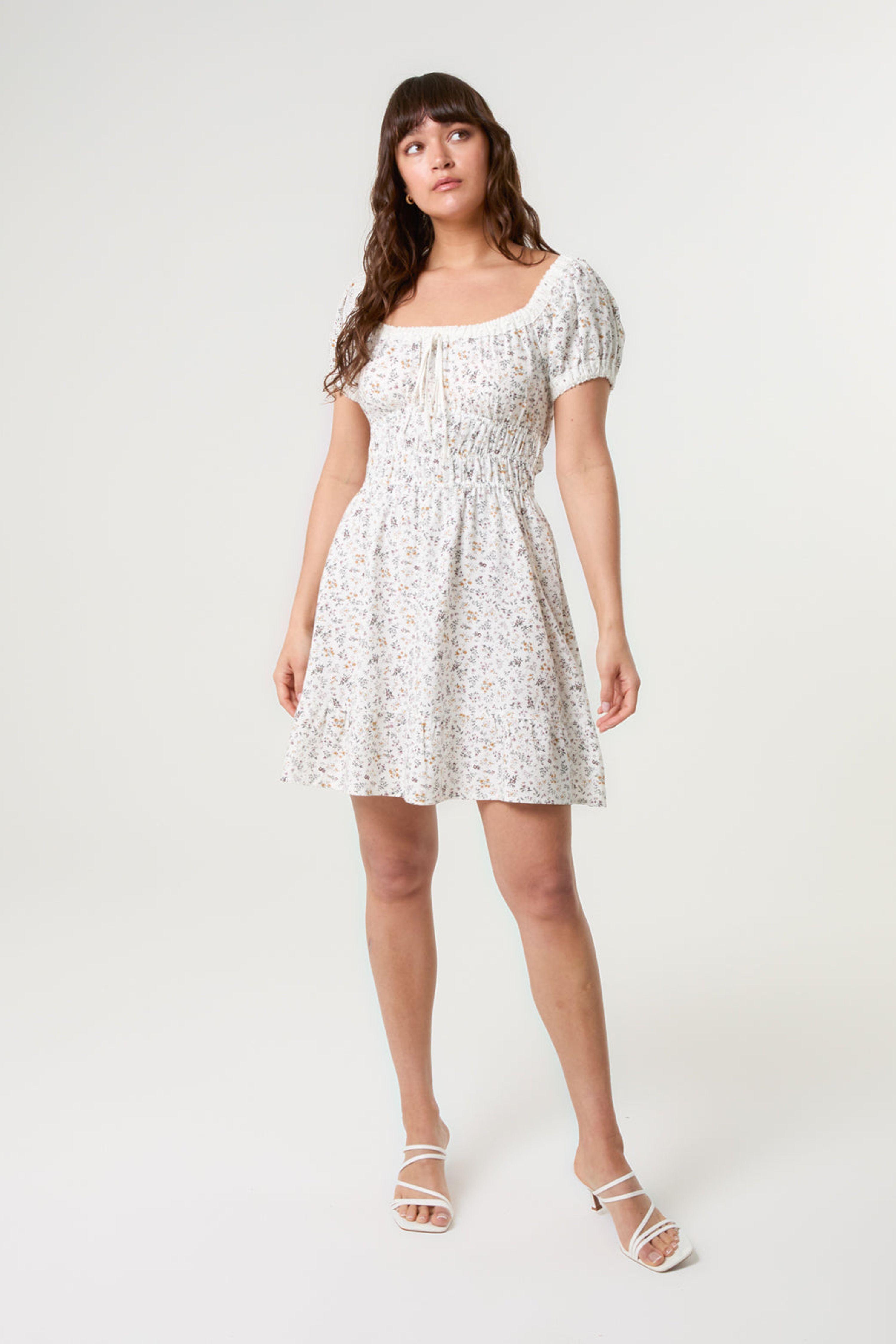 Multi Puff Sleeve Shirred Mini Dress by BLUE VANILLA