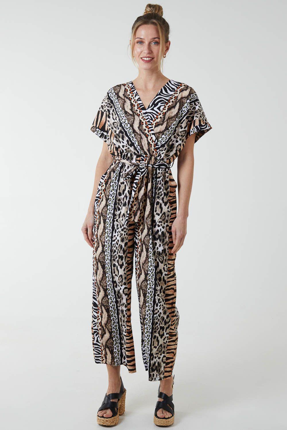 Multi Stripe Animal Jumpsuit by BLUE VANILLA