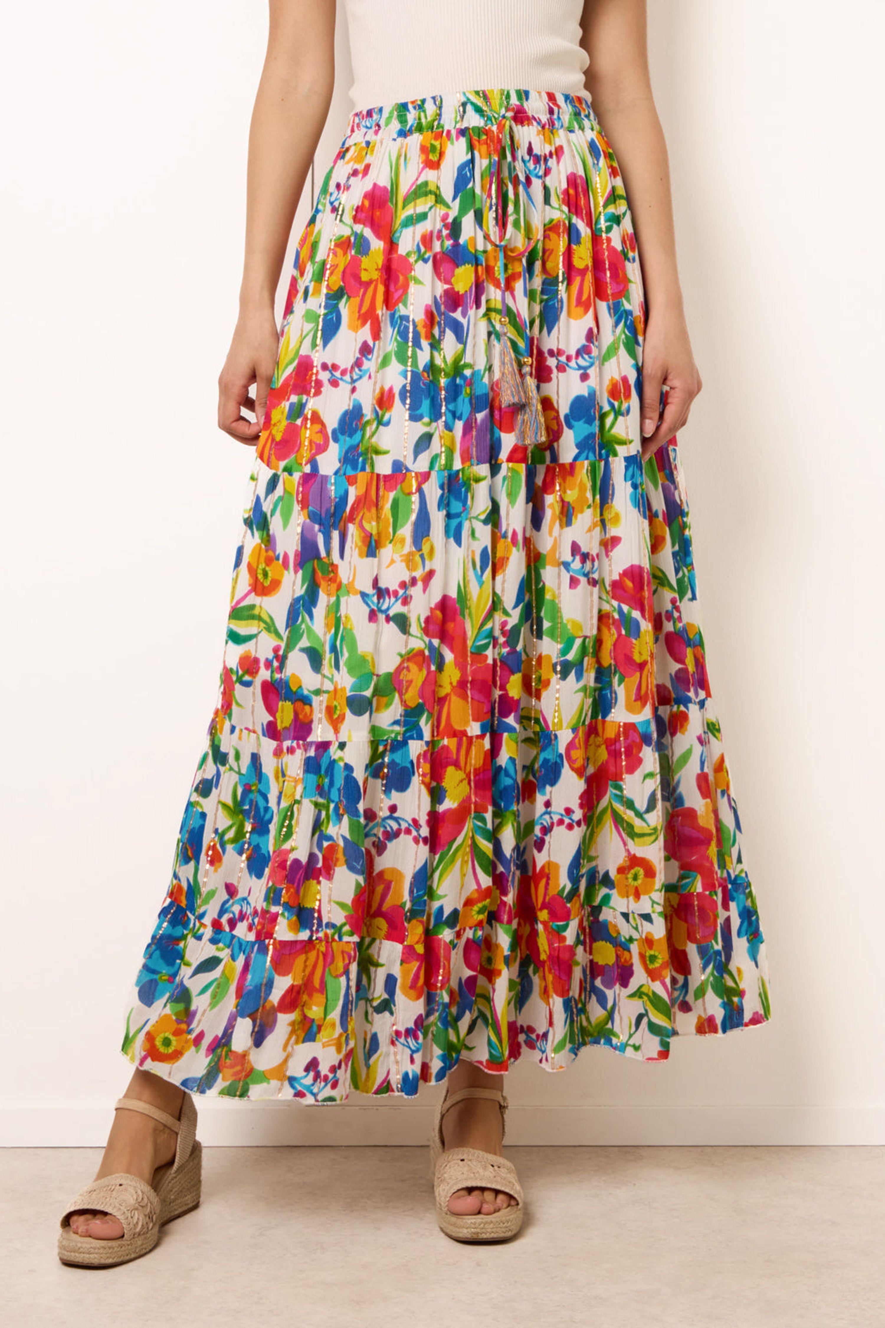 Multi Tiered Bright Maxi Skirt by BLUE VANILLA