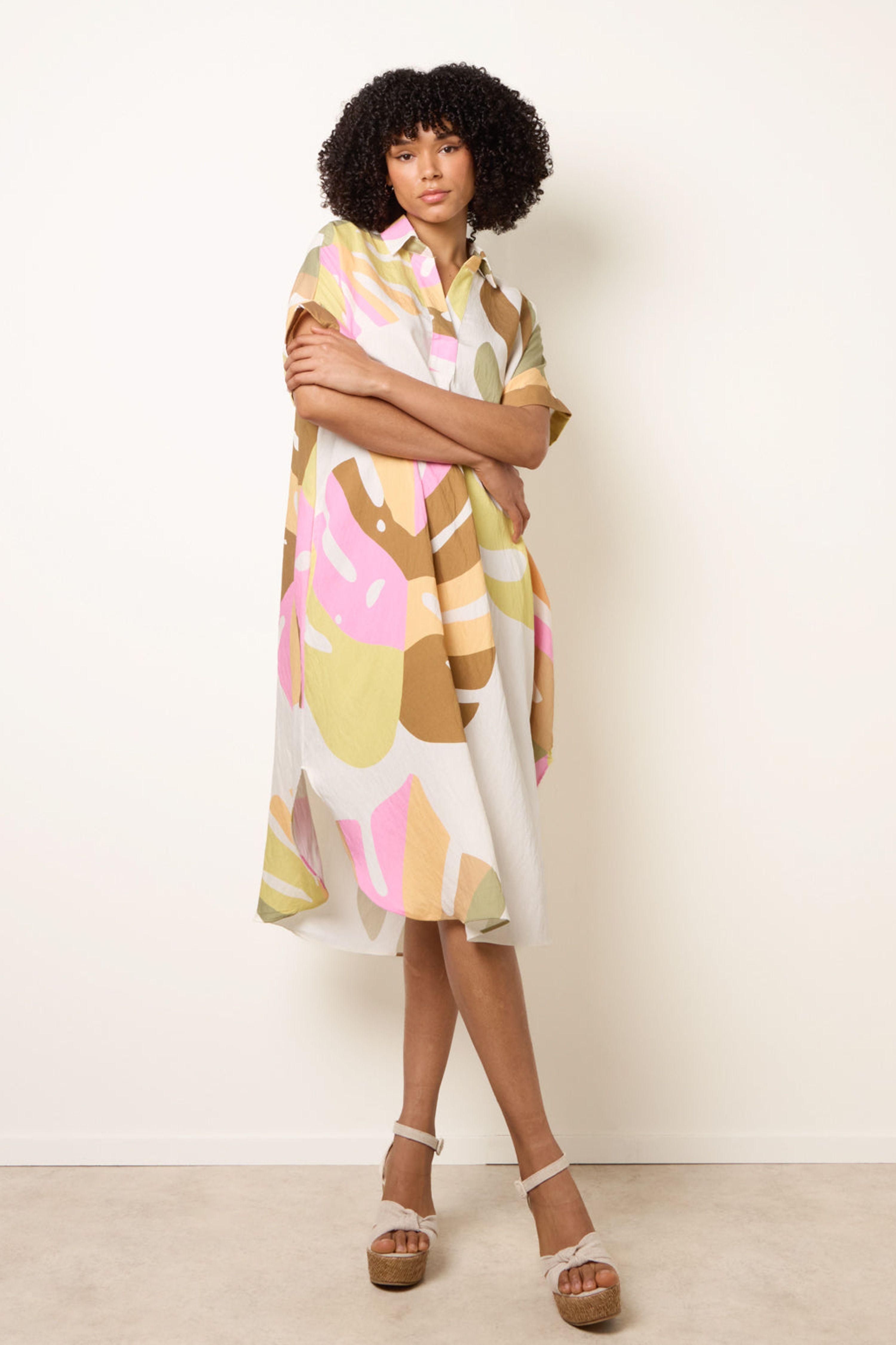 Multi Vibrant Oversized Shirt Midi Dress by BLUE VANILLA