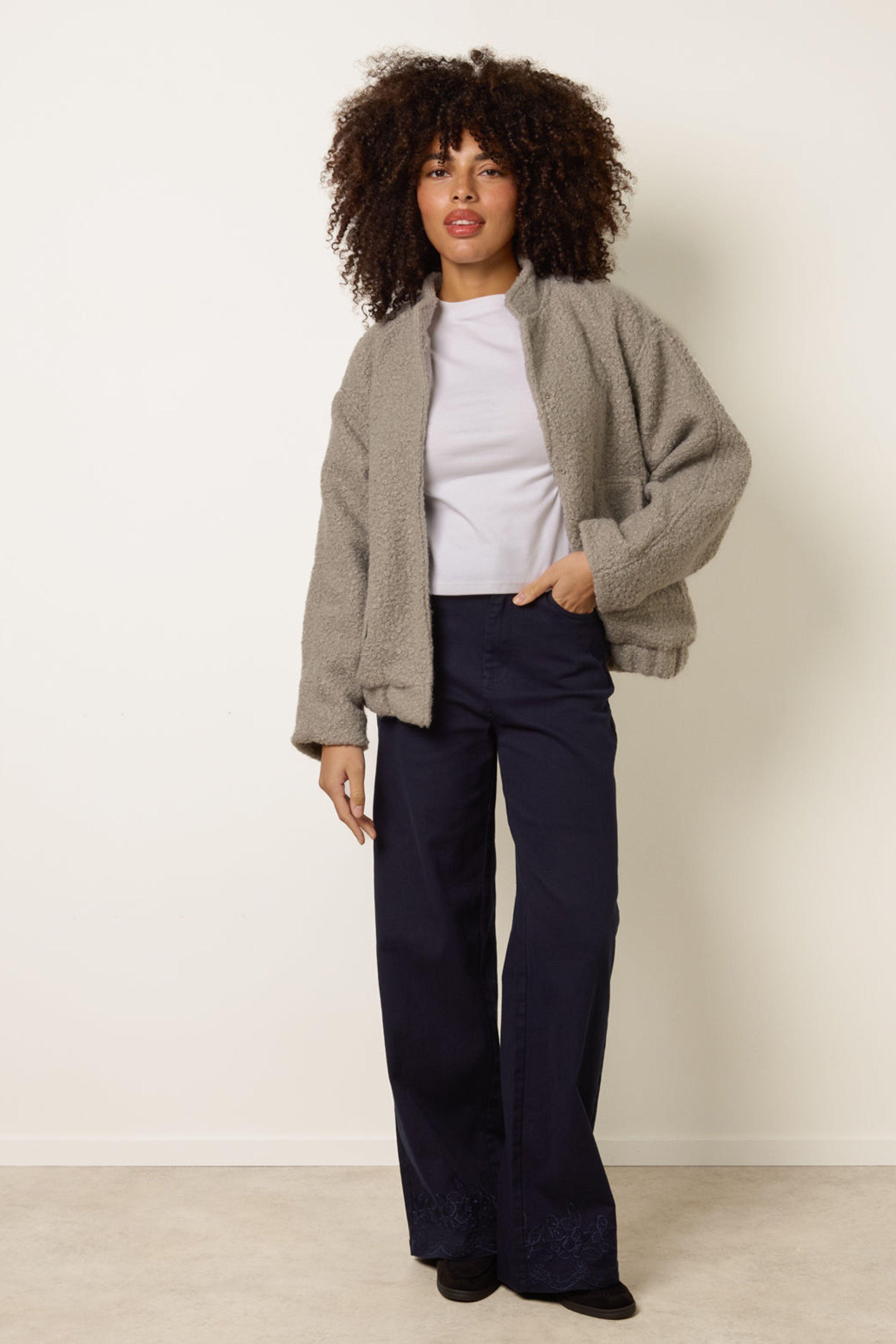 Navy Floral Embroidered Detailed Flared Jeans by BLUE VANILLA