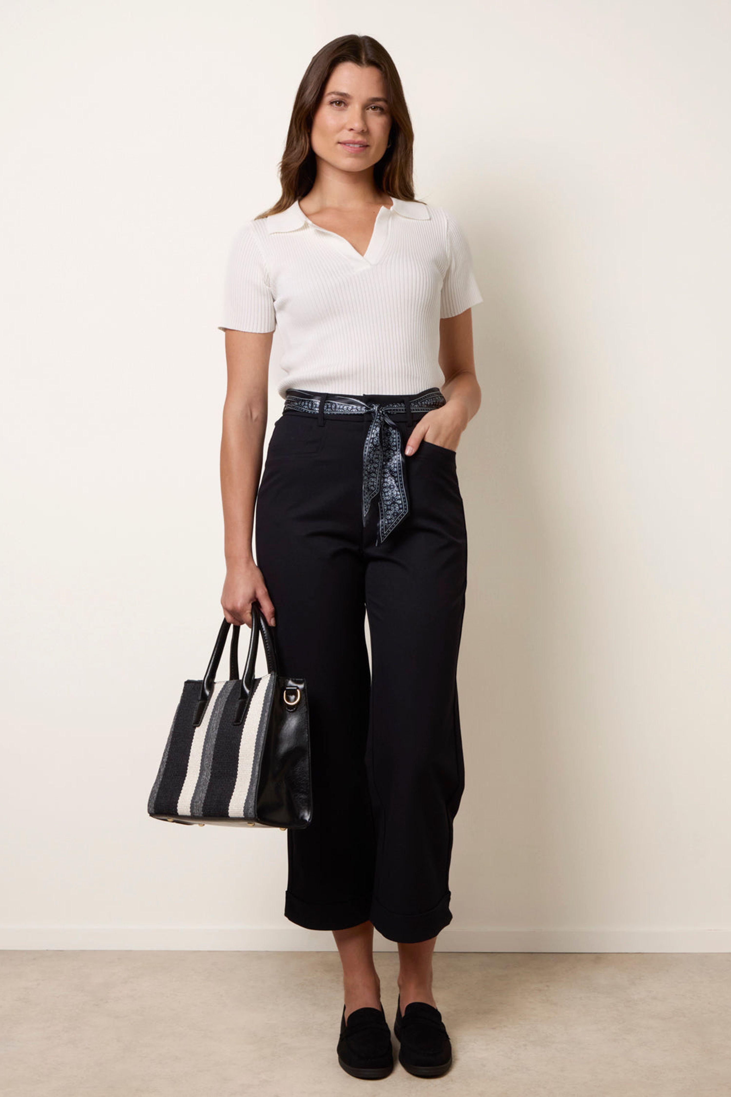 Navy Scarf Black Belt Trousers by BLUE VANILLA