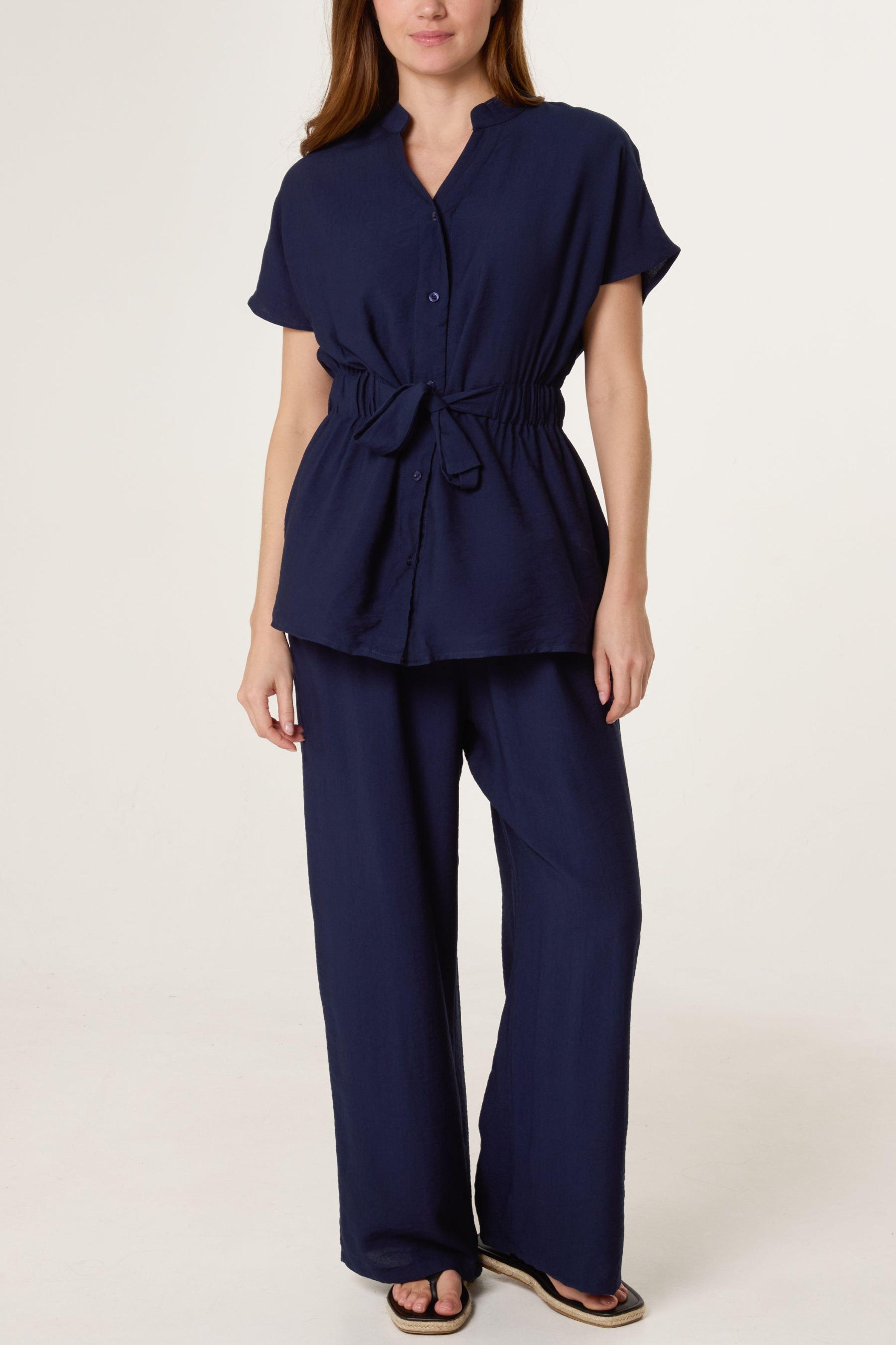 Navy Two Piece Belted Co-Ord Set by BLUE VANILLA