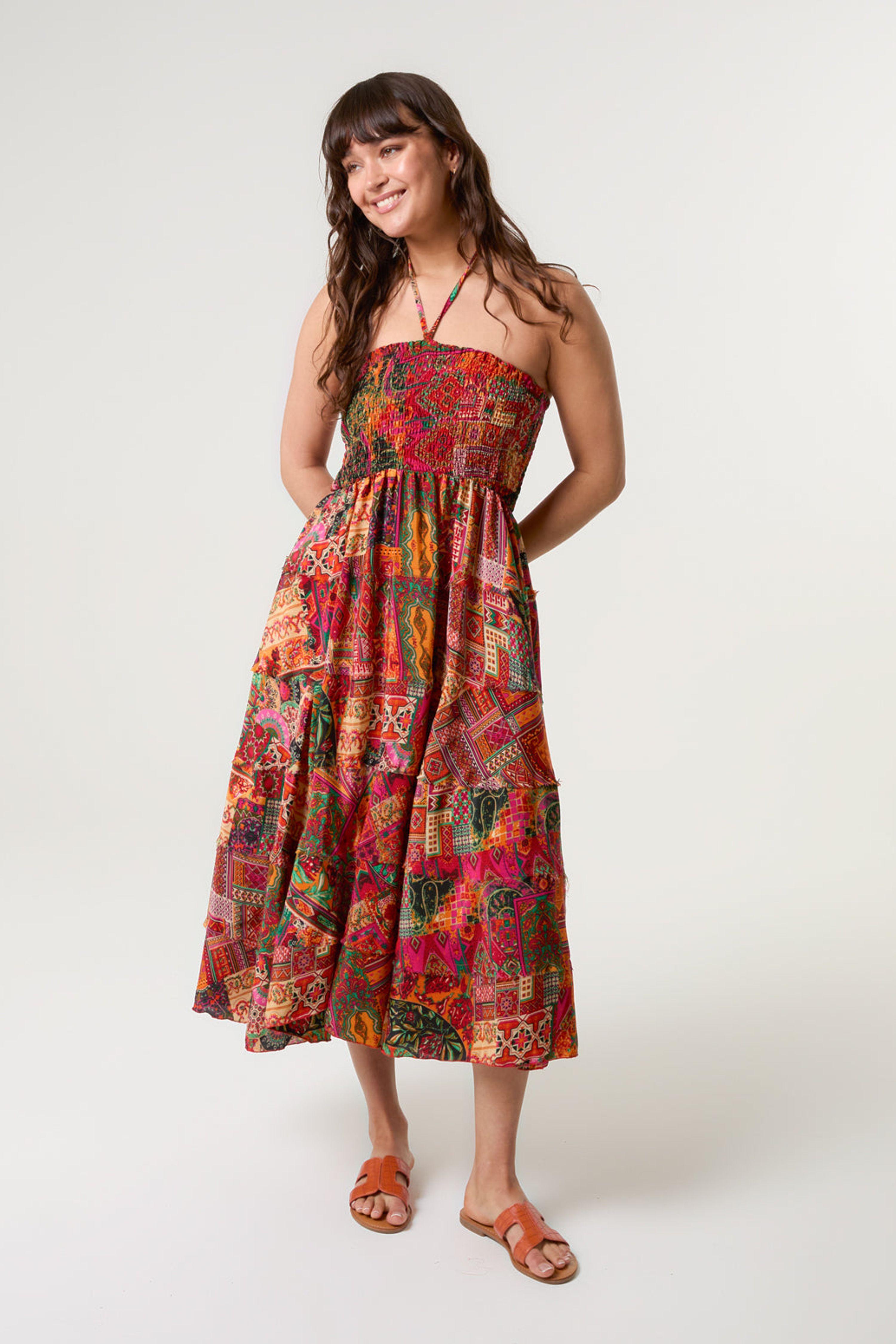 Orange Tiered Halter Neck Dress by BLUE VANILLA