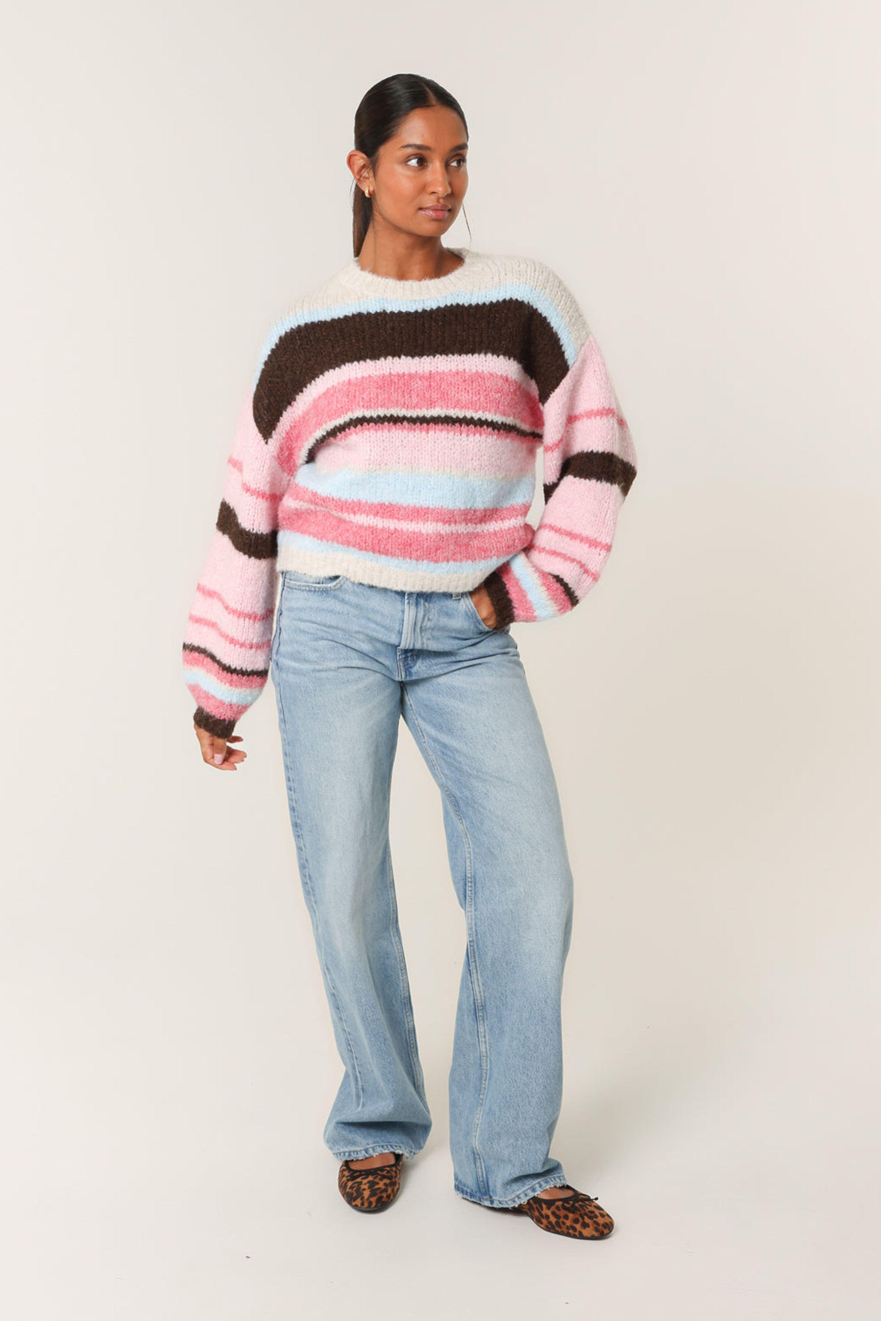 Pink Colourful Block Horizontal Stripes Jumper by BLUE VANILLA