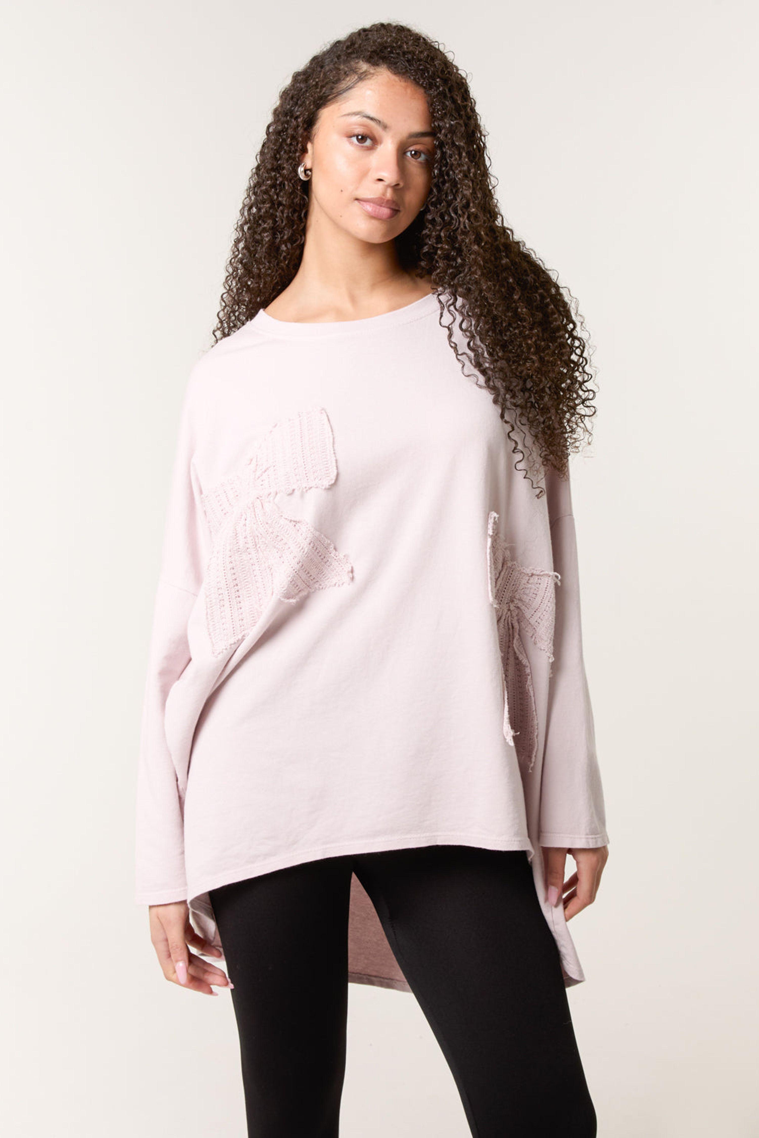 Pink Lace Bow Sweat Top by BLUE VANILLA
