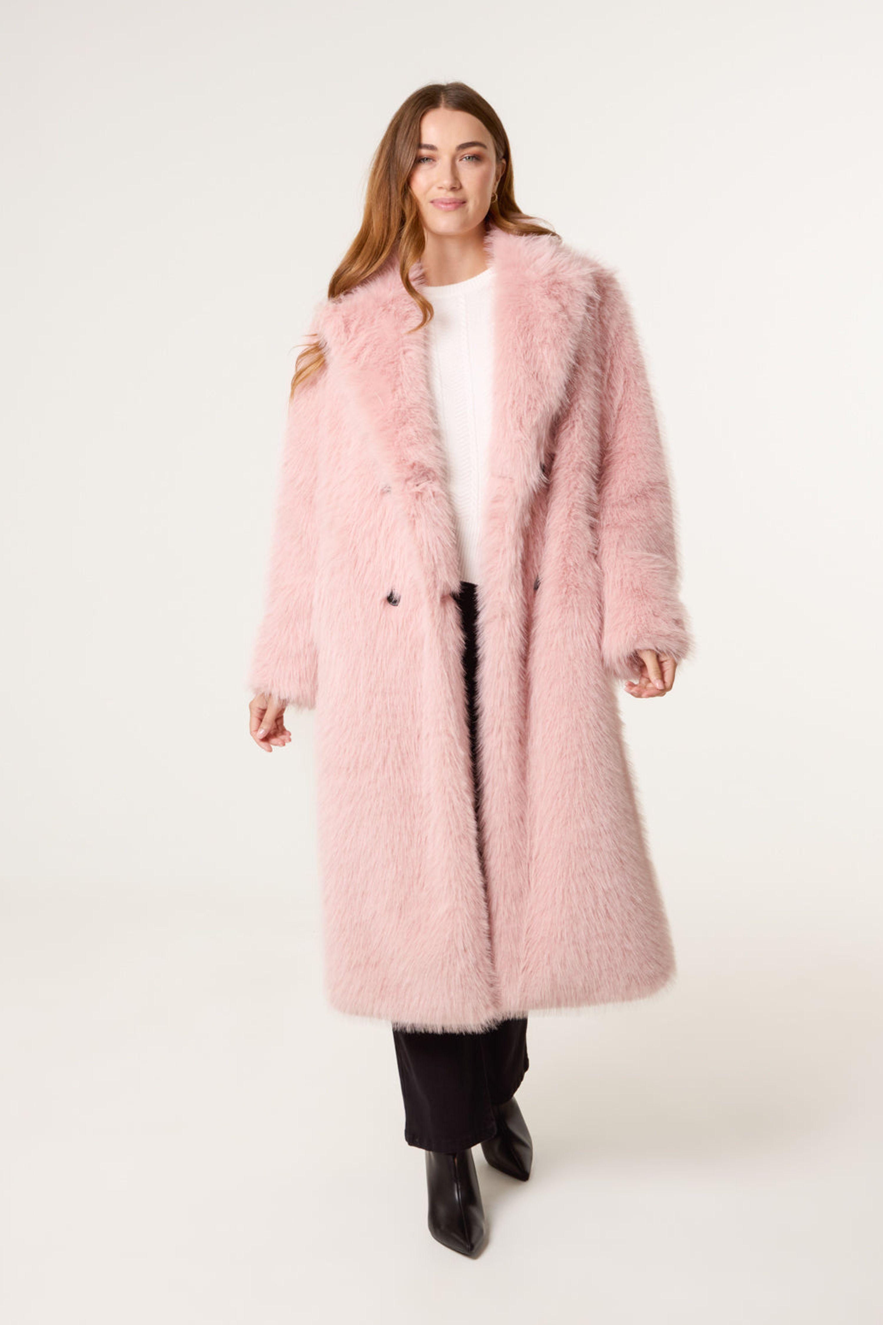 Pink Long Fluffy Coat by BLUE VANILLA