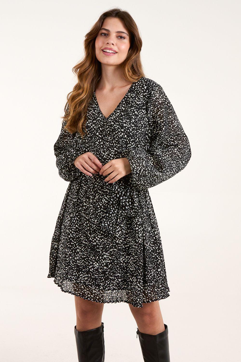 Pleated Mini Dress With Belt by BLUE VANILLA