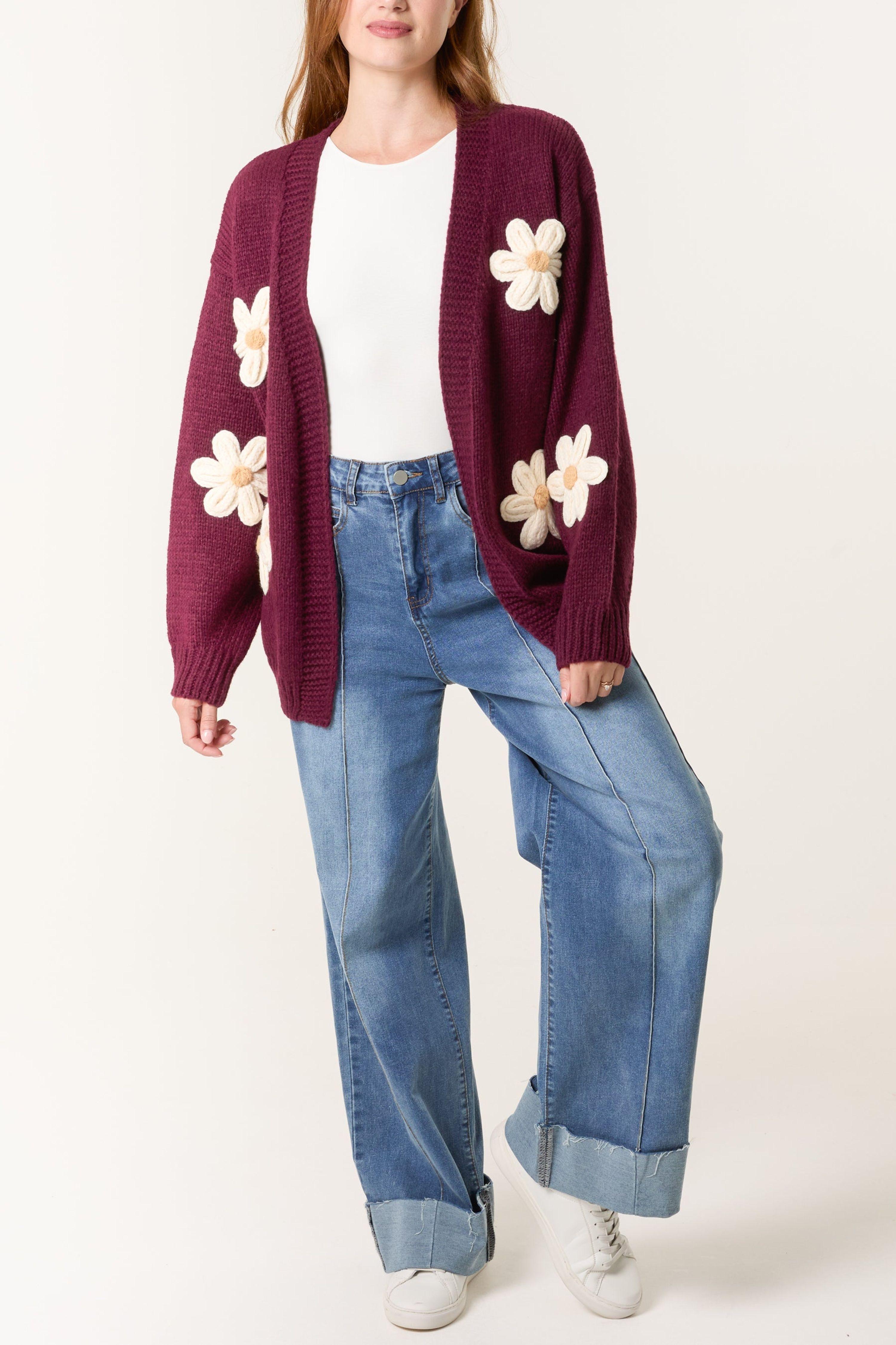 Red Daisy Large Flower Cardigan by BLUE VANILLA