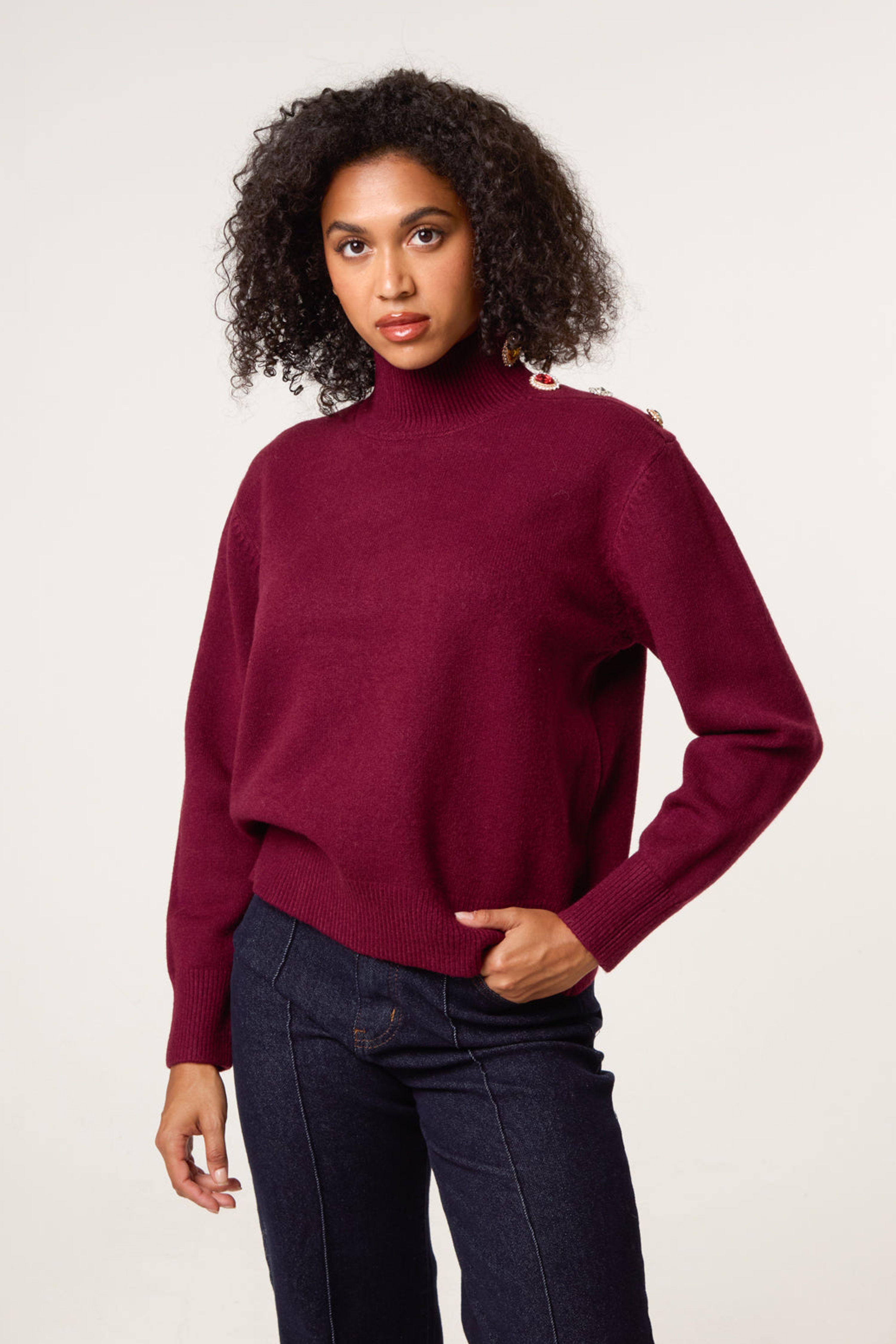 Red Jewel Button Jumper by BLUE VANILLA