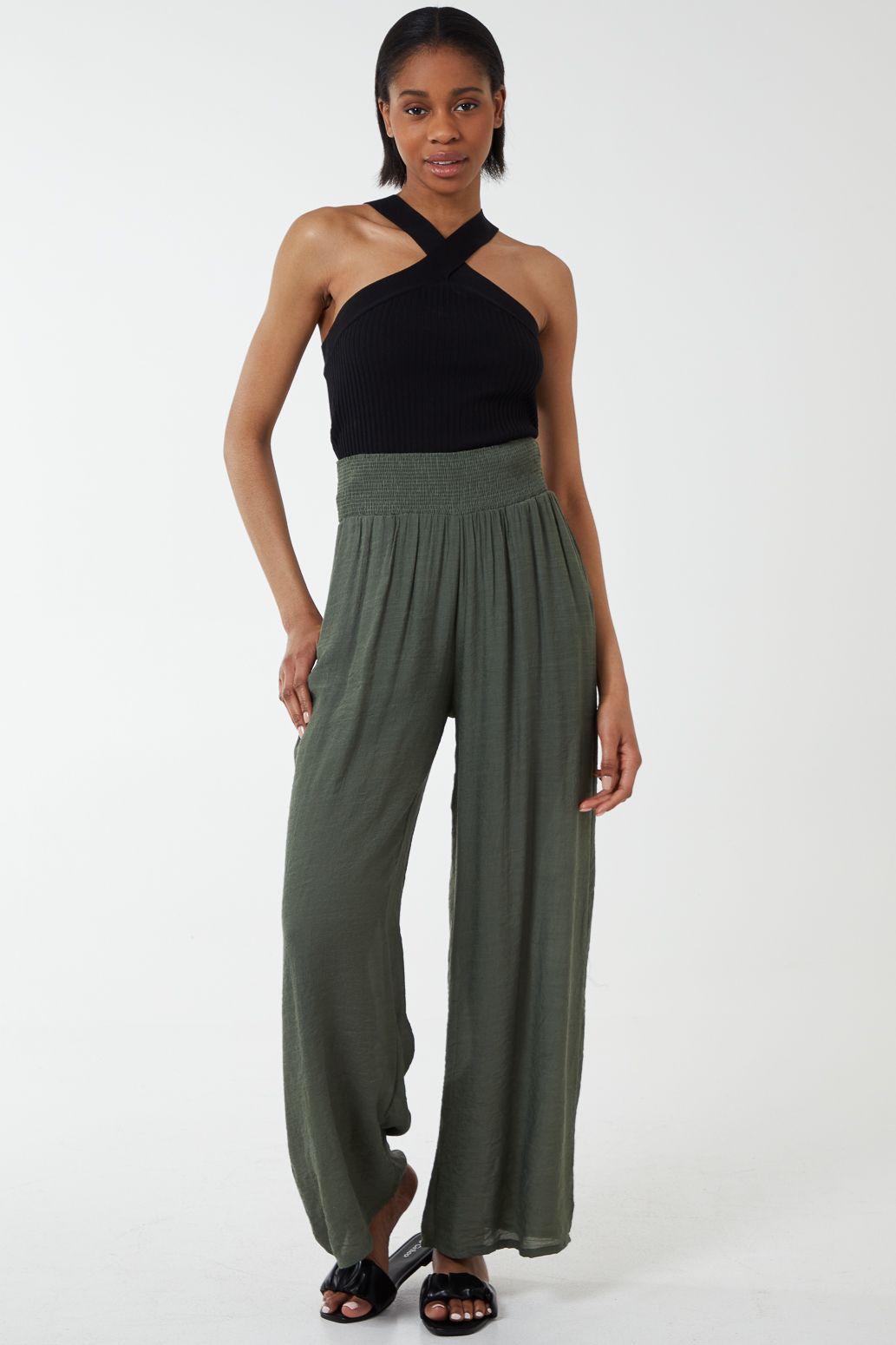 Shirring Waist Wide Leg Trousers by BLUE VANILLA