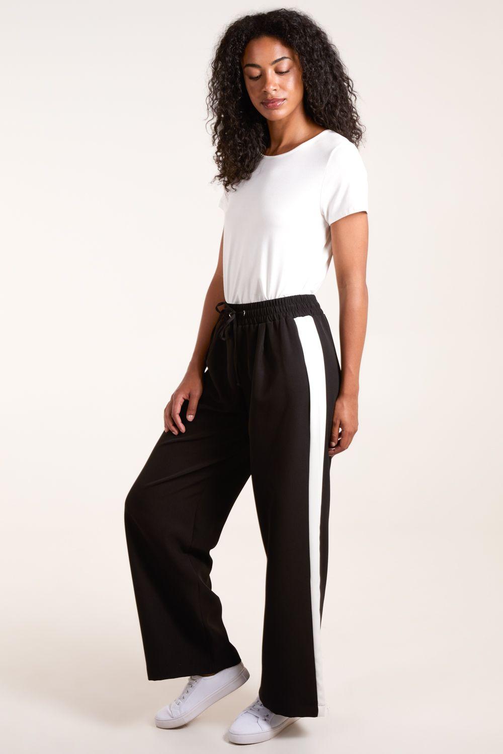 Side Stripe Elastic Waist Trousers by BLUE VANILLA