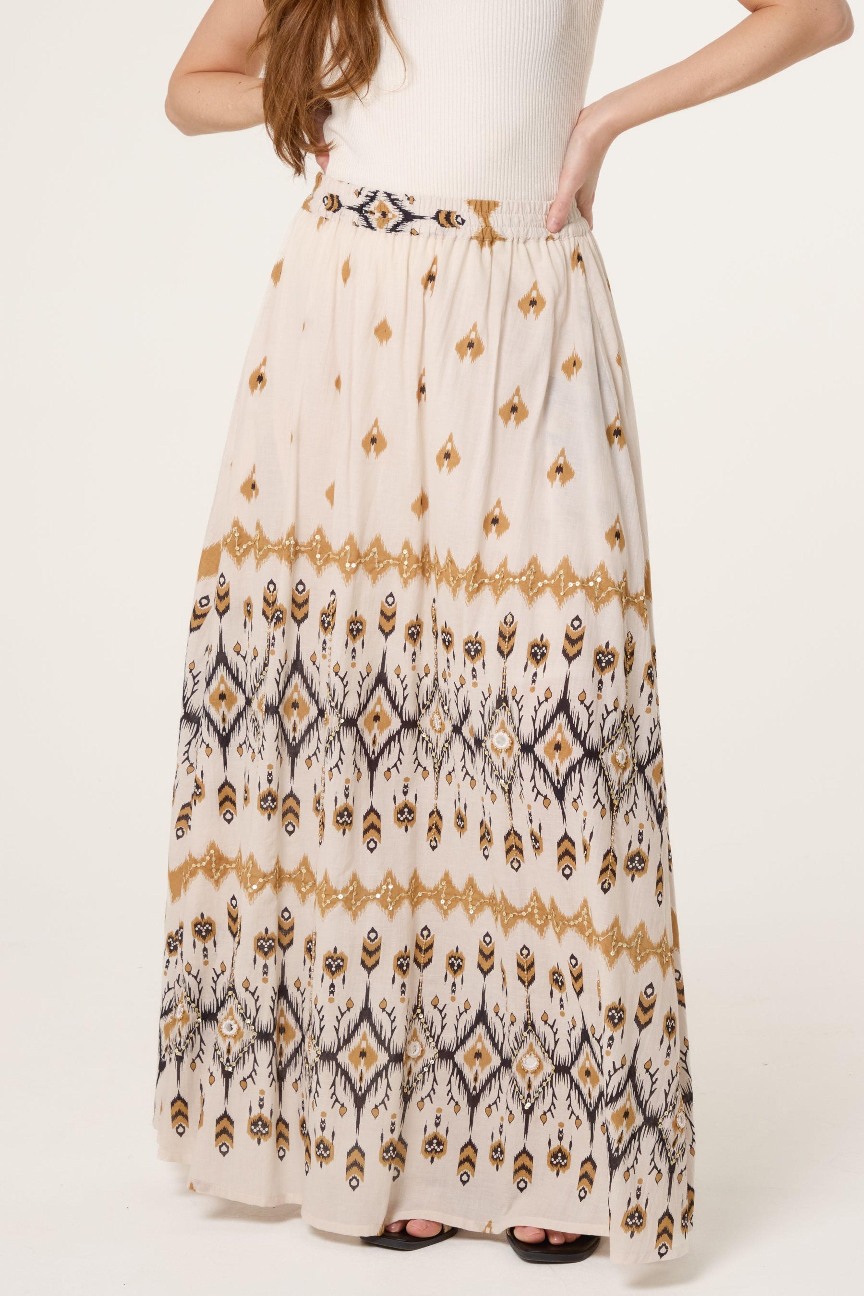 Stone Embroidered Midi Skirt by BLUE VANILLA