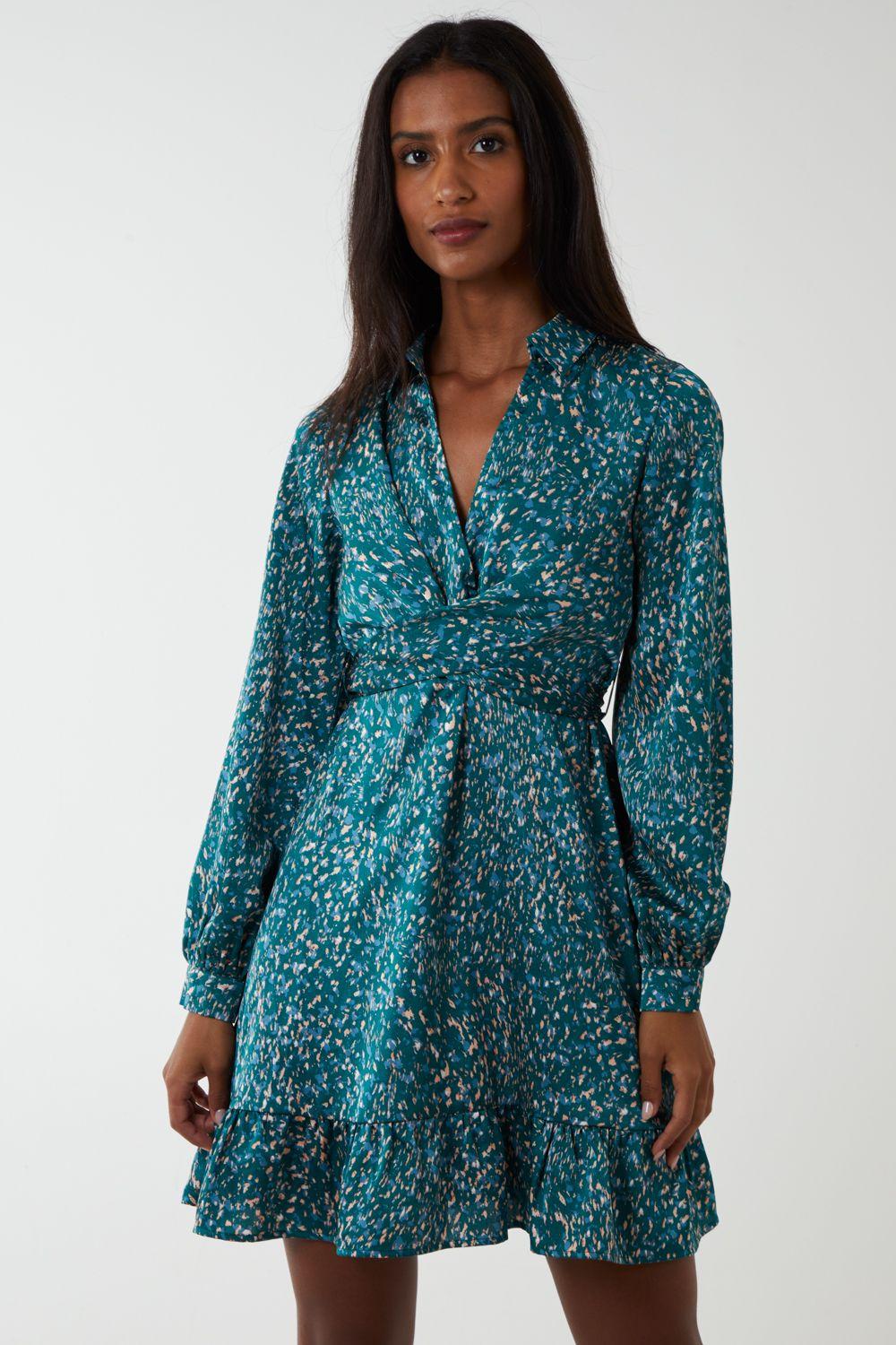 Wrap Bust Mini Shirt Dress by BLUE VANILLA