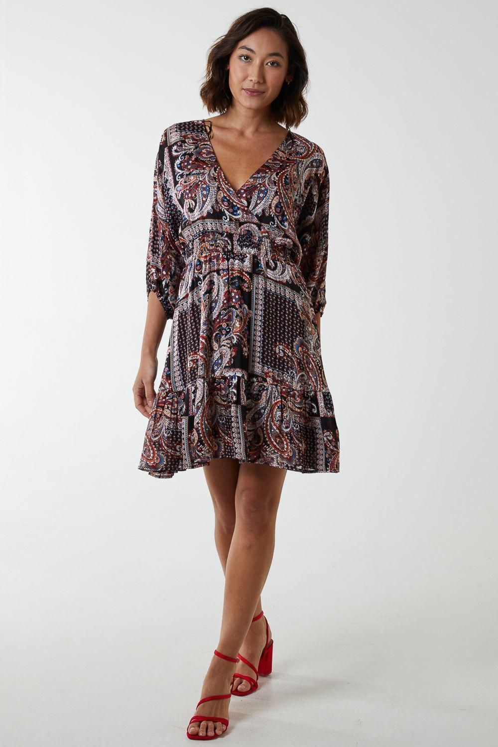 Wrap Front Kimono Sleeve Dress by BLUE VANILLA