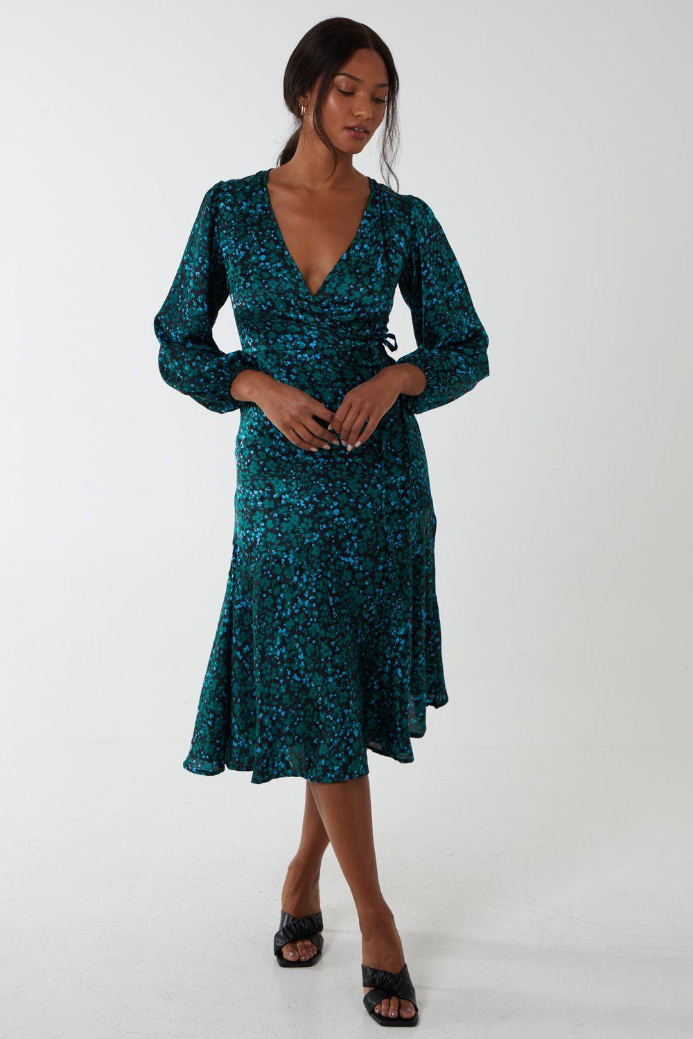 Wrap Front Midi Dress by BLUE VANILLA