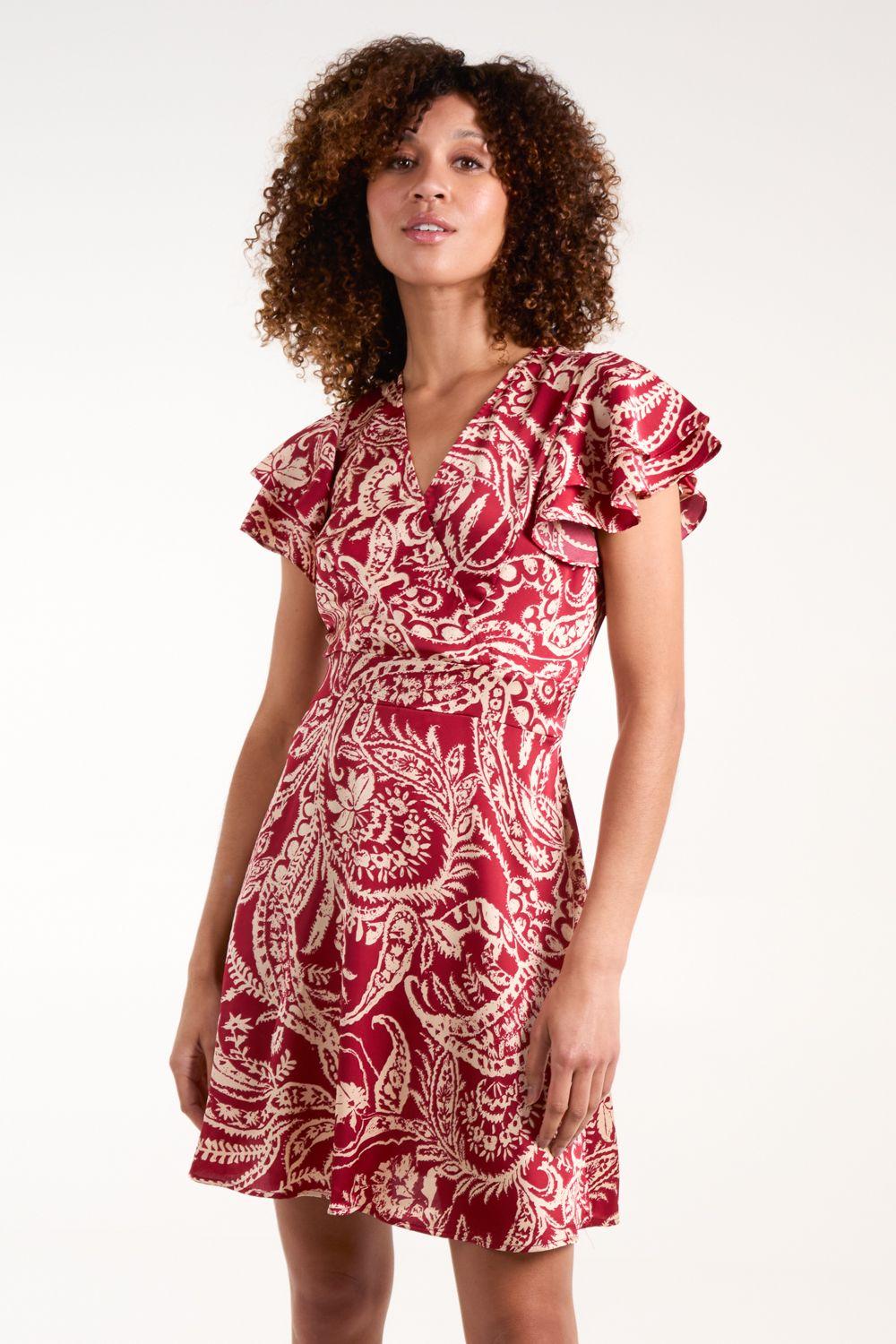 Wrap Ruffle Mini Dress by BLUE VANILLA