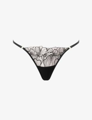 Amarosa Floral-Embroidered Lace Thong by BLUEBELLA