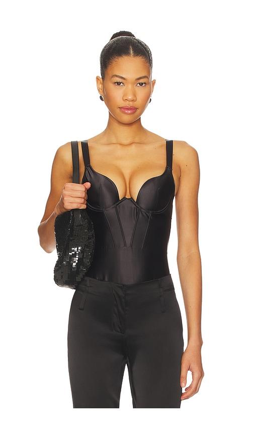 BLUEBELLA Verona Luxury Satin Wired Push-up Bodysuit in Black by BLUEBELLA
