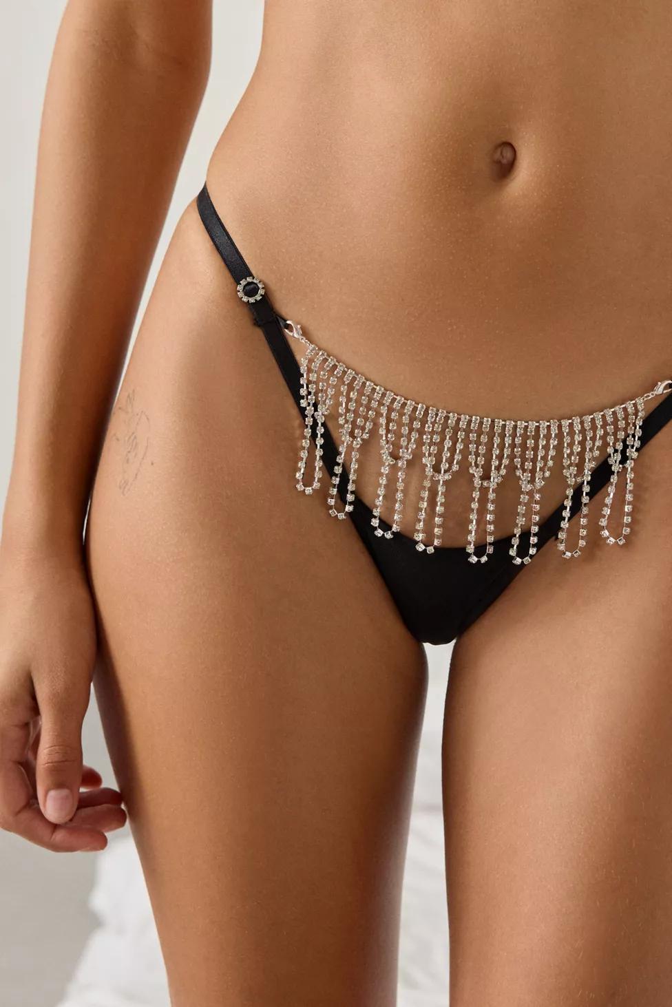 Bluebella Estelle Open Silver Diamante Thong by BLUEBELLA