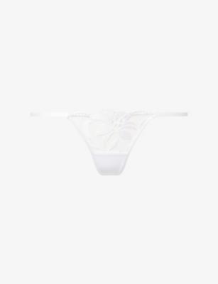 Leonora Floral-Embroidered Lace Thong by BLUEBELLA