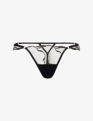 Marabel Embroidered Sheer Thong by BLUEBELLA