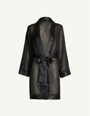 Satin-trim chiffon kimono by BLUEBELLA