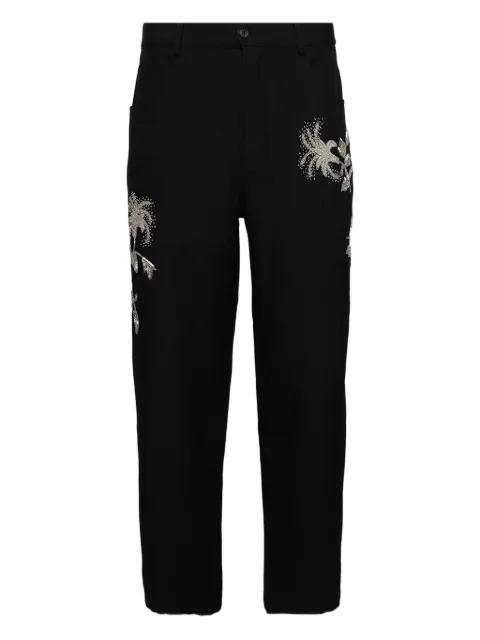 bead-embroidered trousers by BLUEMARBLE